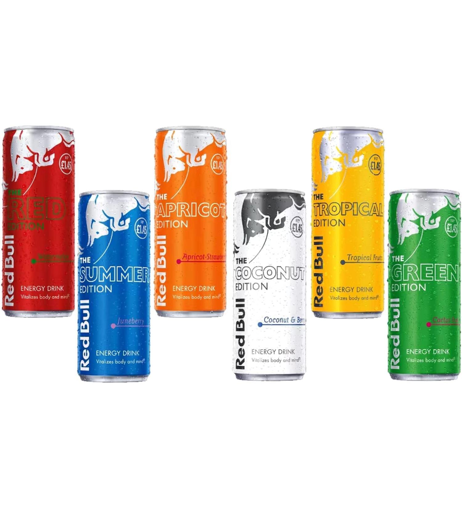 RedBull Energy Editions Drink Mixed Variety Pack 250ml Cans Juneberry Tropical Watermelon Cactus Apricot Coconut (24 Cans) Mixed 24 Cans