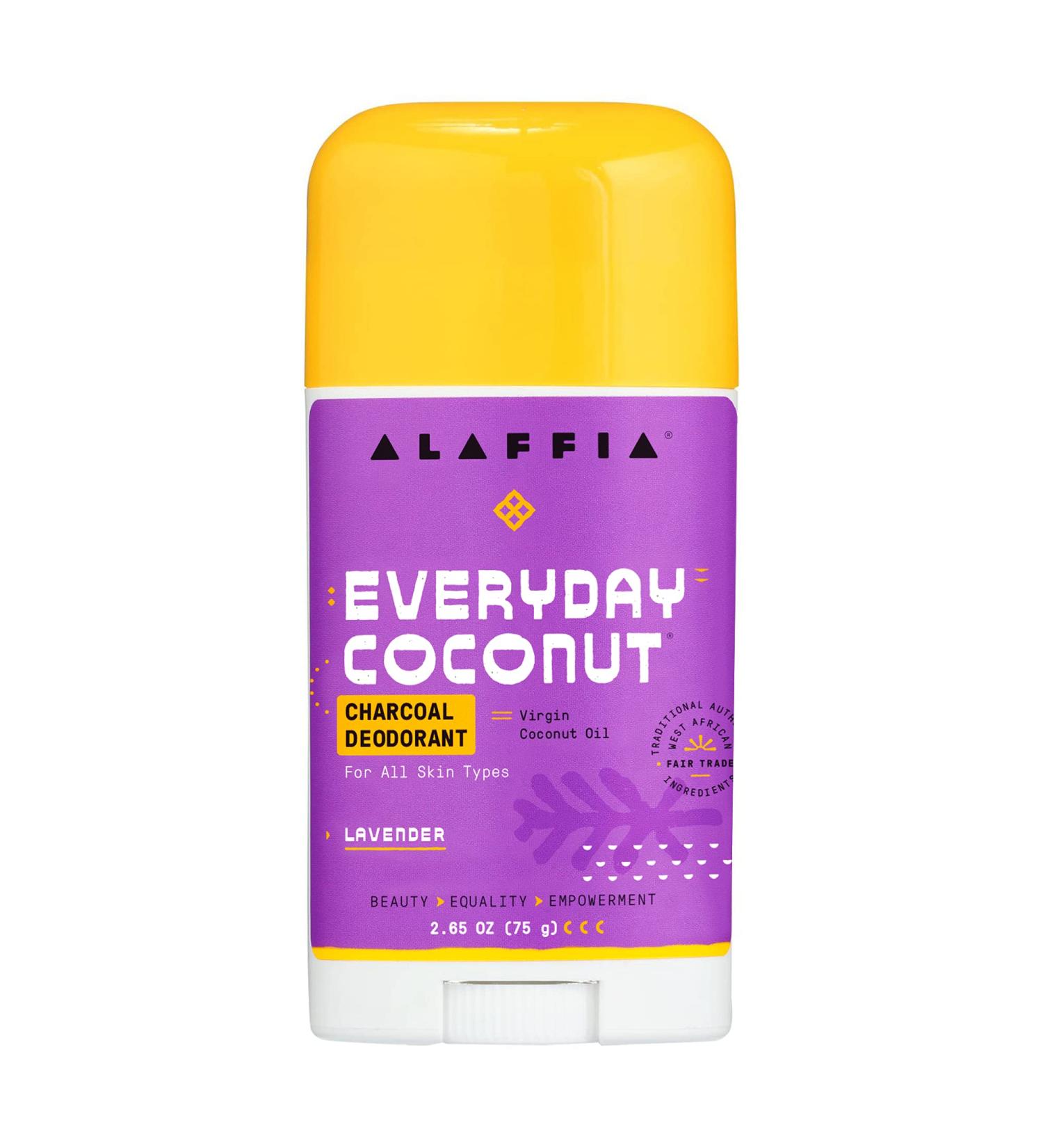 Alaffia Everyday Coconut Deodorant - Activated Charcoal, Aluminum-Free, With Shea Butter & Aloe Vera - Coconut Lavender, 2.65 oz - Buy Online on GoSupps.com