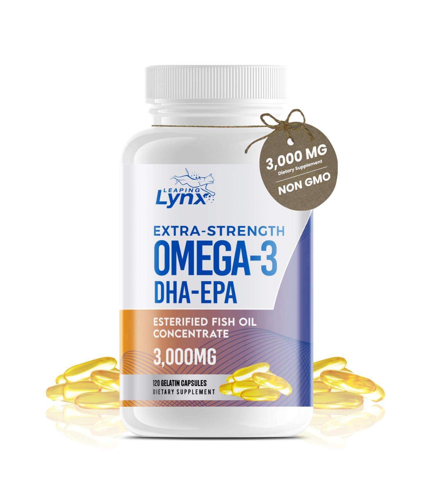 Omega 3 Fish Oil Capsules 3000mg Omega 3 Supplement DHA Supplement | Omega3 Fish Oil Pills | for Heart Health Immune System Skin & Brain Health Gluten-Free and BURPLESS - Buy Online on GoSupps.com