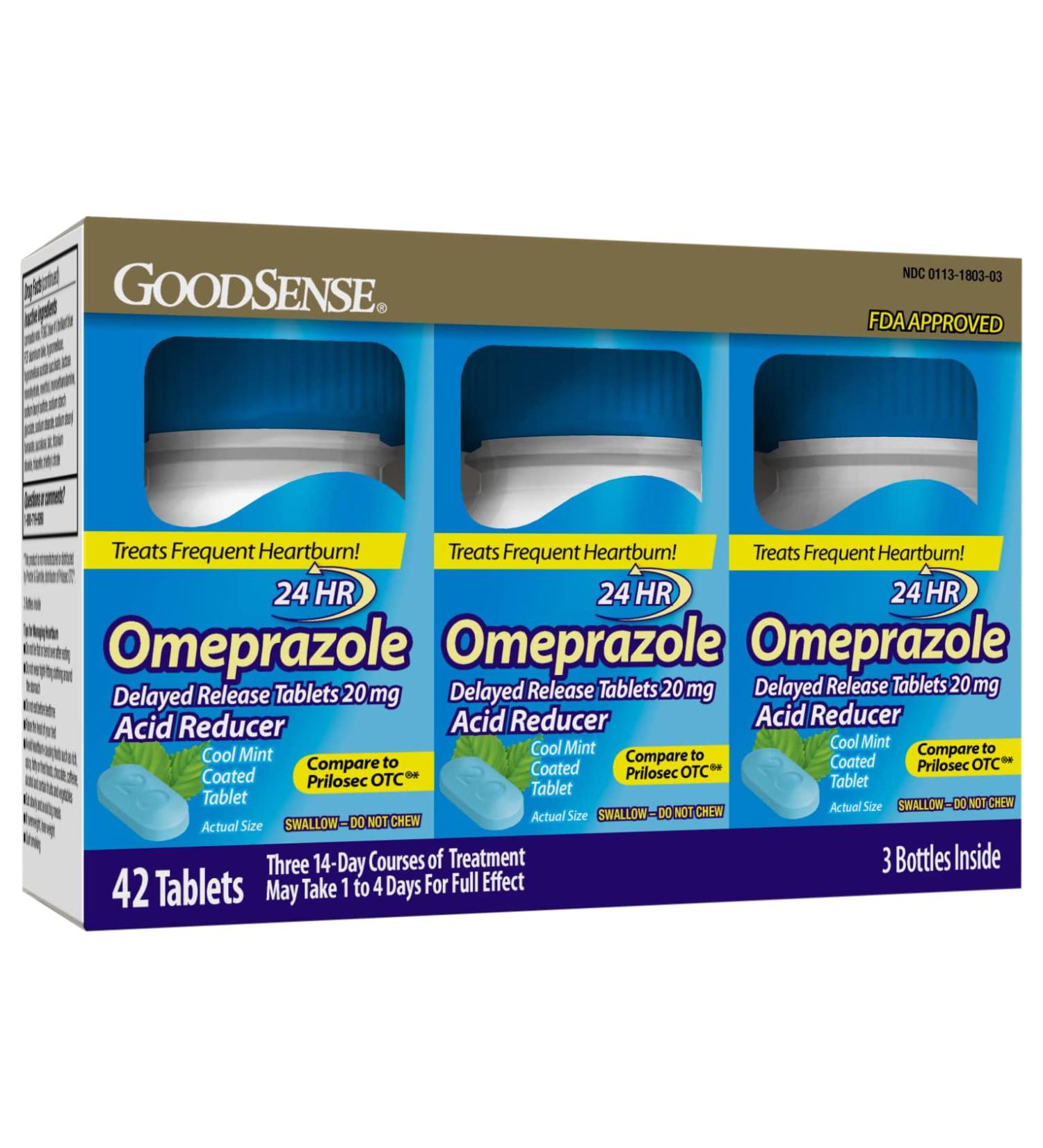 GoodSense Omeprazole 20mg Delayed Release Tablets - Cool Mint Acid Reducer - 42 Count - Buy Online on GoSupps.com