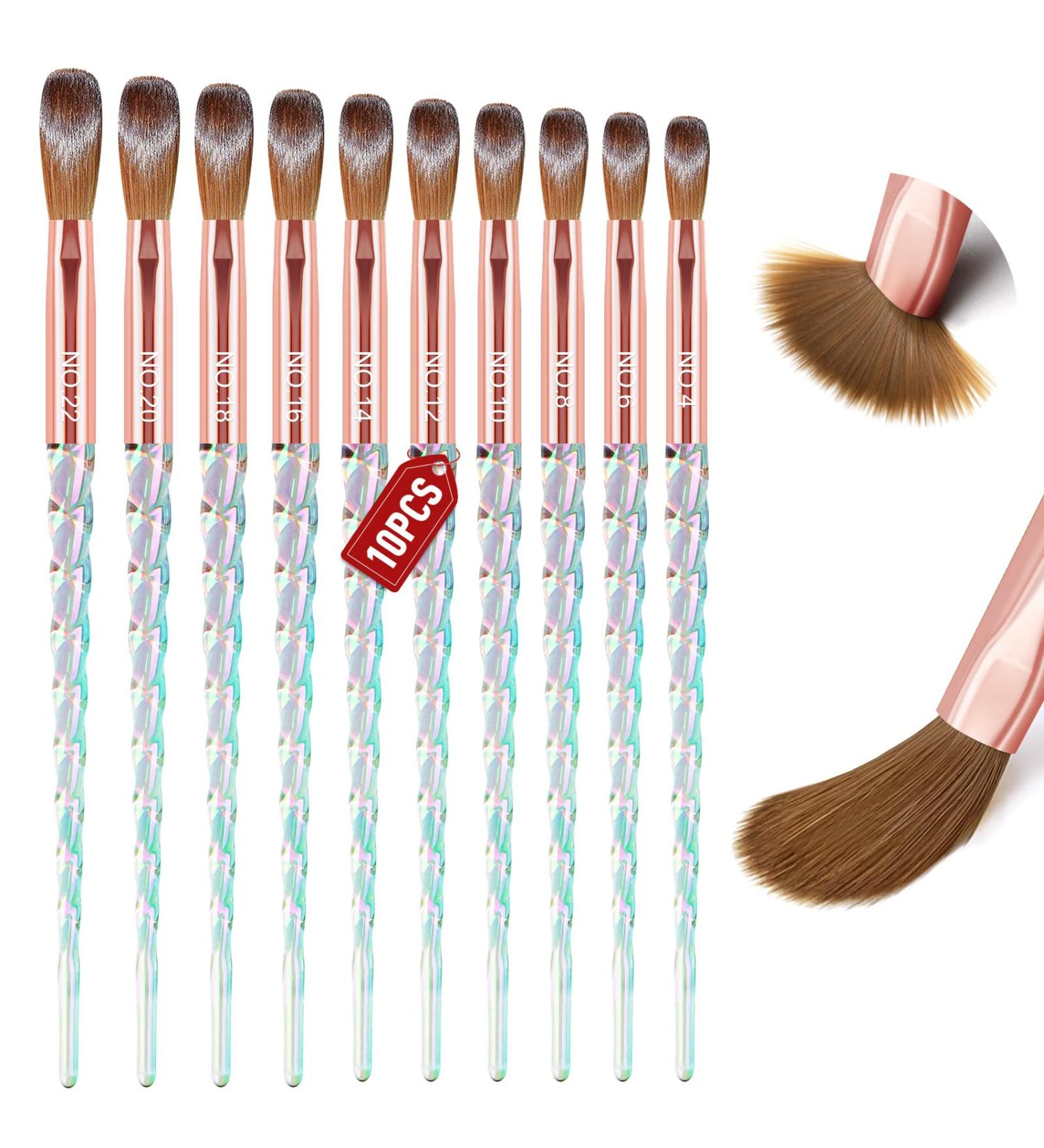Saviland 10PCS Kolinsky Acrylic Nail Brush Set | Crystal Texture Brushes for Acrylic Powder | Ideal for Nail Salons and Beginners | Sizes 4-22 - Buy Online on GoSupps.com
