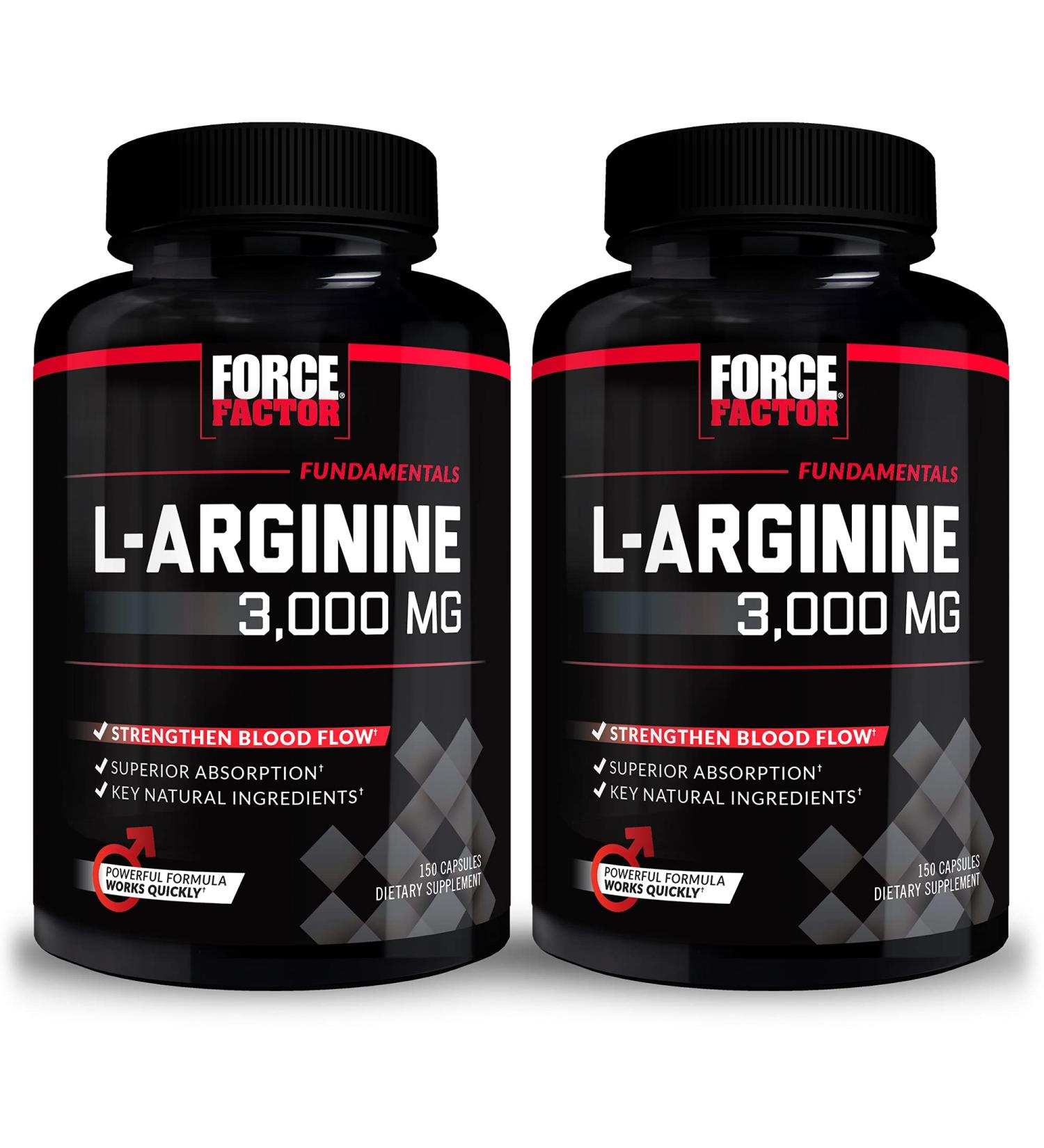 Force Factor L-Arginine 3000mg 2-Pack Nitric Oxide Supplement - 300 Capsules for Muscle Building and Blood Flow Support - Buy Online on GoSupps.com