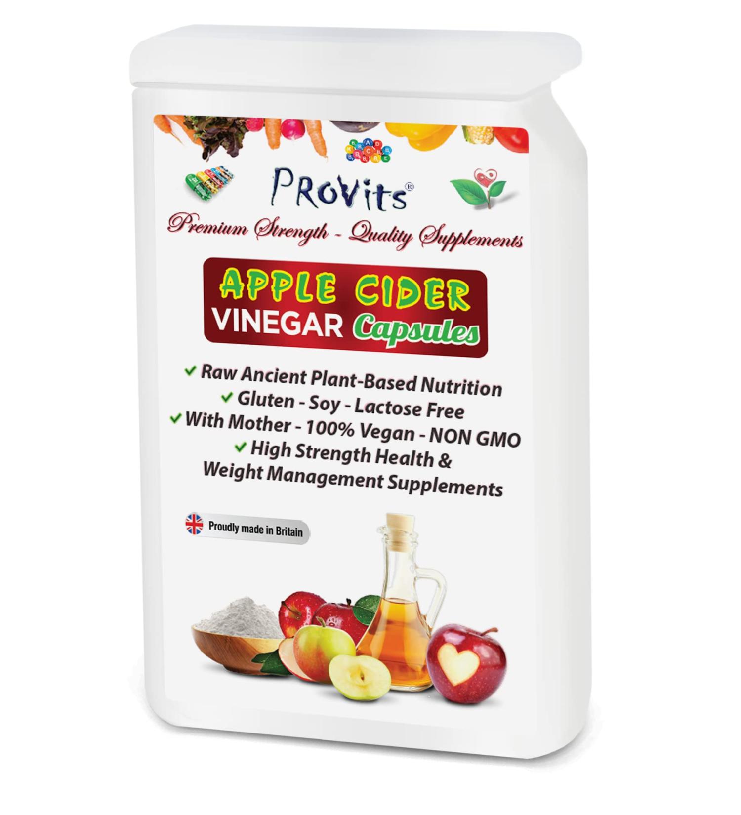 Apple Cider Vinegar Capsules 1200mg - Natural Weight Loss & General Health Supplements - Vegan Friendly - High Strength with Probiotics & Antioxidants - Buy Online on GoSupps.com
