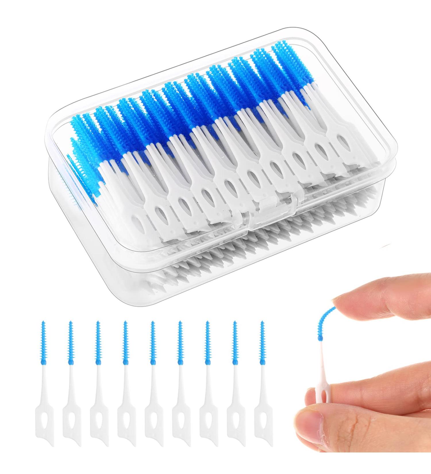 220-Piece Blue Silicone Interdental Brushes for Braces - Oral Cleaning Floss Picks - Buy Online on GoSupps.com