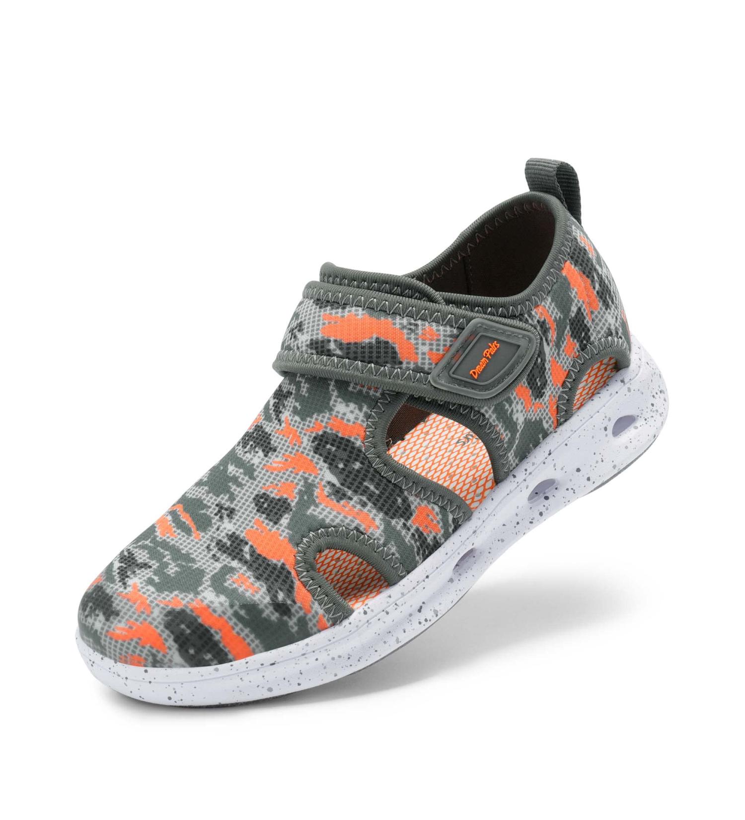DREAM PAIRS Kids Closed Toe Water Shoes - Quick Dry Aqua Sandals in Grey/Orange | Little/Big Kid Sizes - Buy Online on GoSupps.com