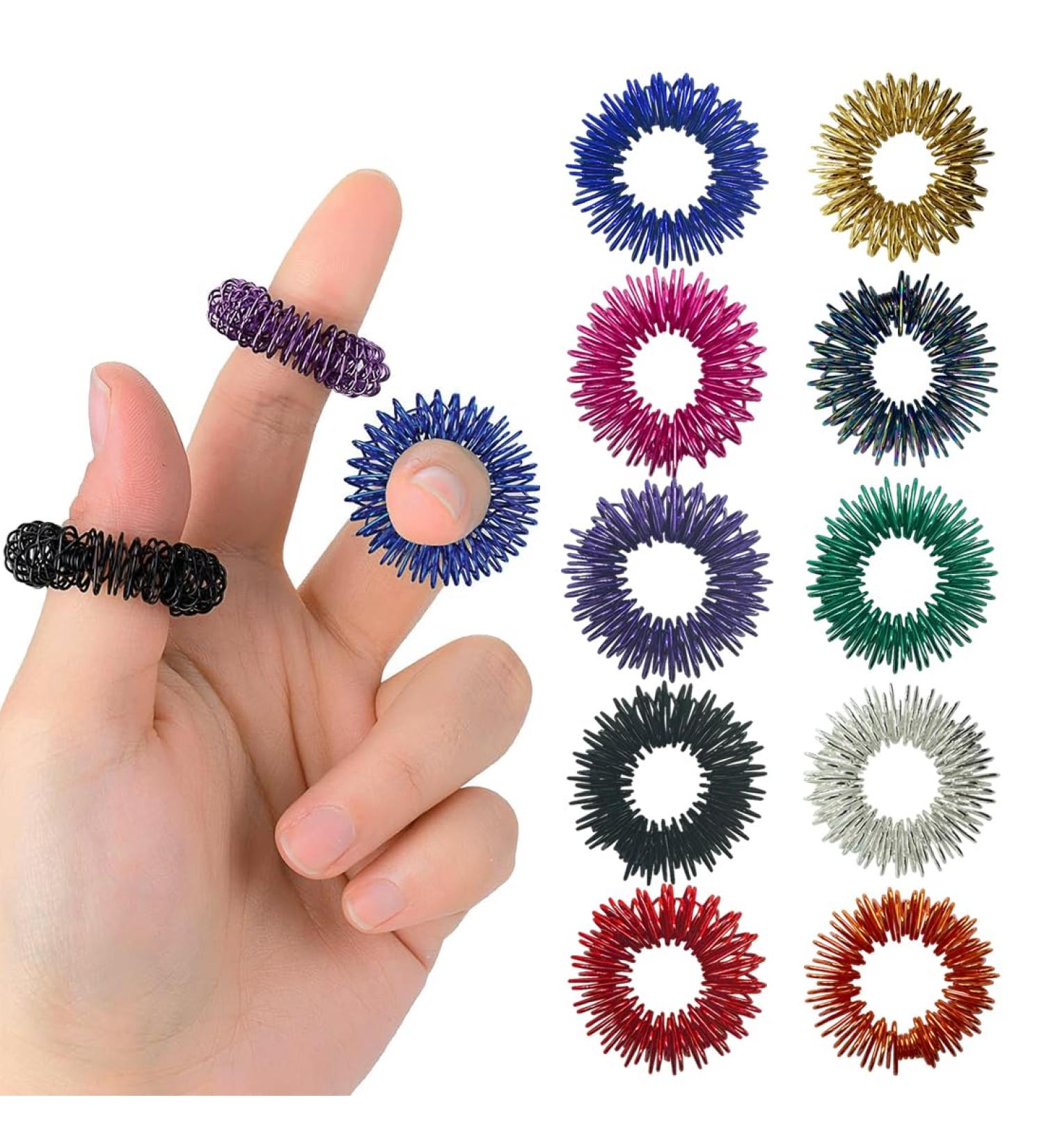 Xoudke 10-Piece Acupressure Ring Set | Stress Relief & Blood Circulation | Finger & Toe Massage Rings - Buy Online on GoSupps.com