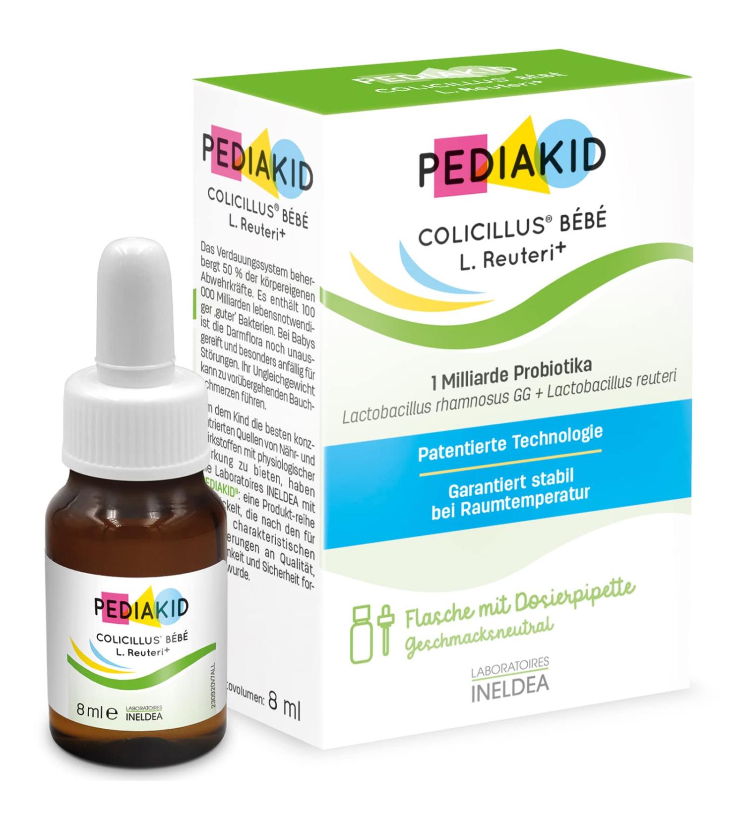 Pediakid Colicillus B b L. Reuteri - Probiotic Dietary Supplement for Infants | 8ml Bottle with Dosing Pipette - Alleviate Colic & Abdominal Pain - Buy Online on GoSupps.com