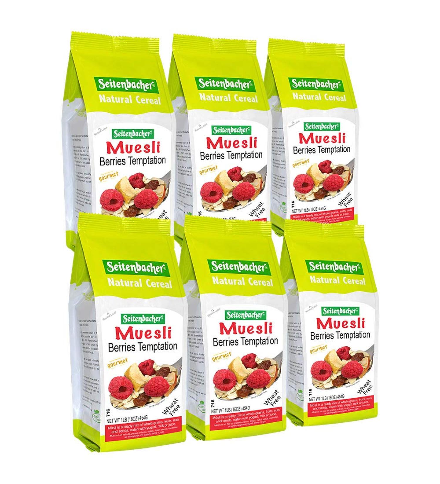Seitenbacher Muesli #2 Berries Temptation 16oz (6-Pack) - Delicious and Nutritious Mixed Berry Breakfast Cereal - Buy Online on GoSupps.com