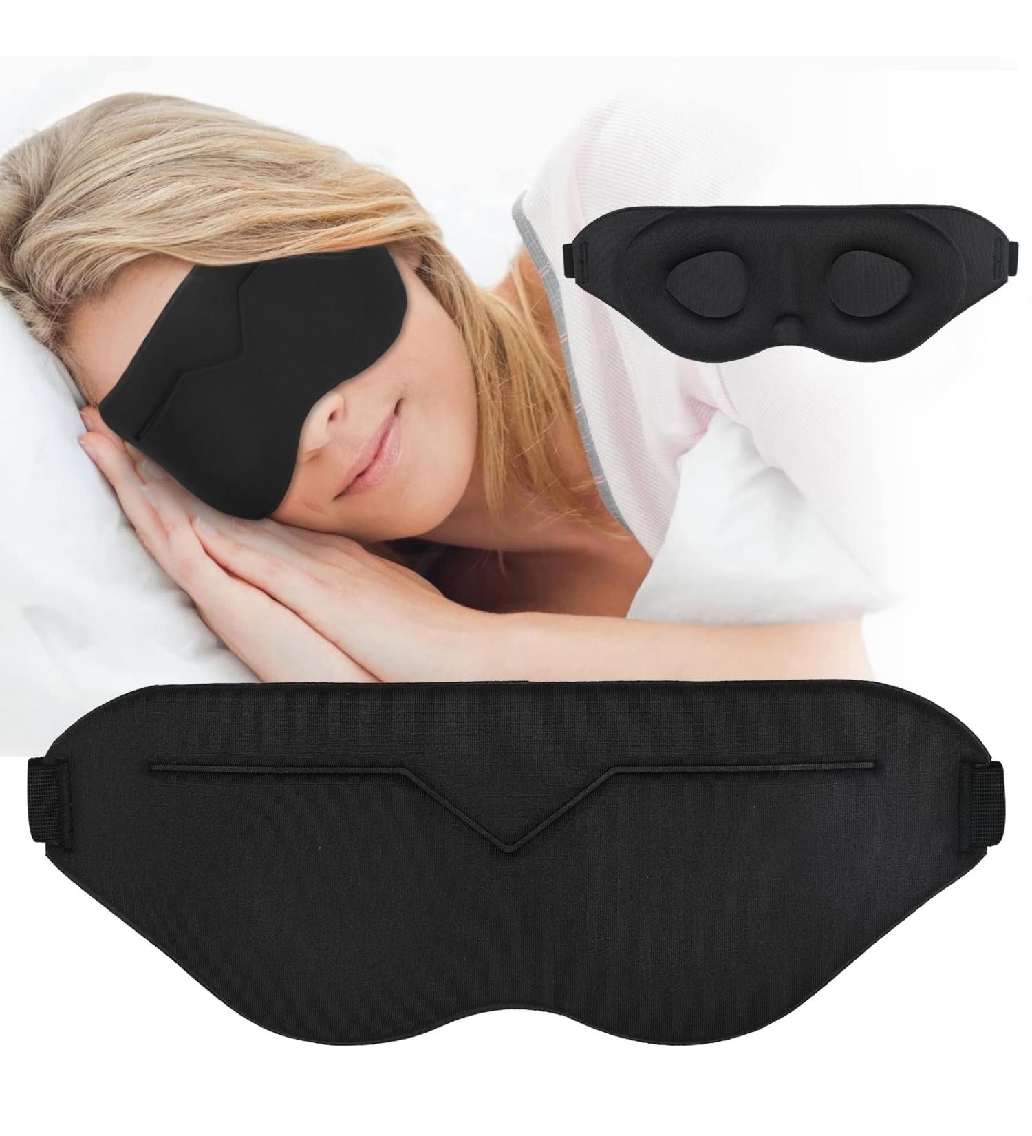 Premium 3D Contoured Sleep Eye Mask for Men & Women - Light Blocking Soft Comfort Blindfold for Travel & Yoga - Perfect for Naps - Buy Online on GoSupps.com
