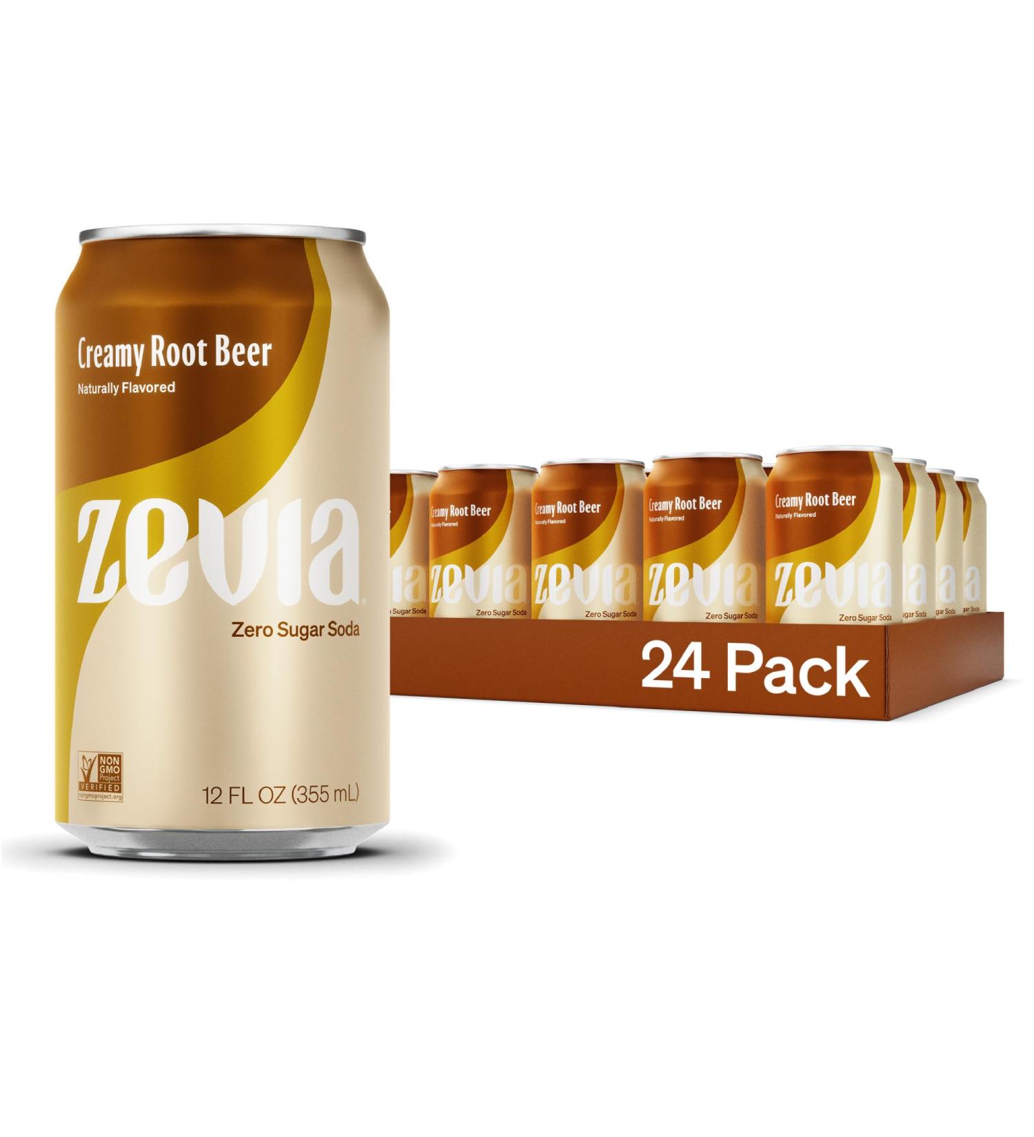 Zevia Zero Sugar Creamy Root Beer Soda 355 mL Cans (Pack of 24) Creamy Root Beer 355 mL (Pack of 24) - Buy Online on GoSupps.com