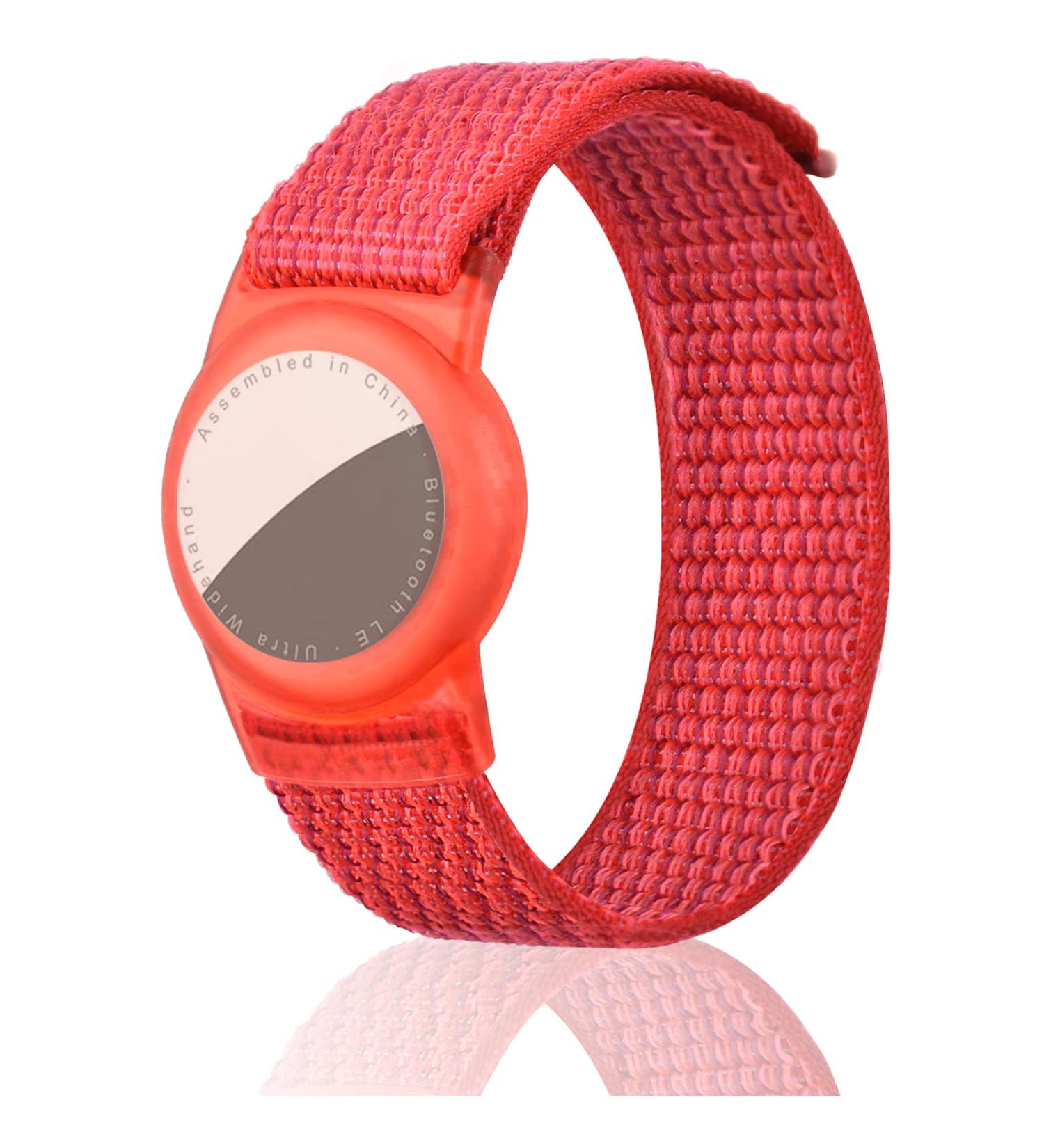 Dingfeiyu Airtag Waterproof Wristband - Adjustable Anti-Lost Bracelet for Kids & Adults - Red Nylon Band for Apple Airtag - Buy Online on GoSupps.com