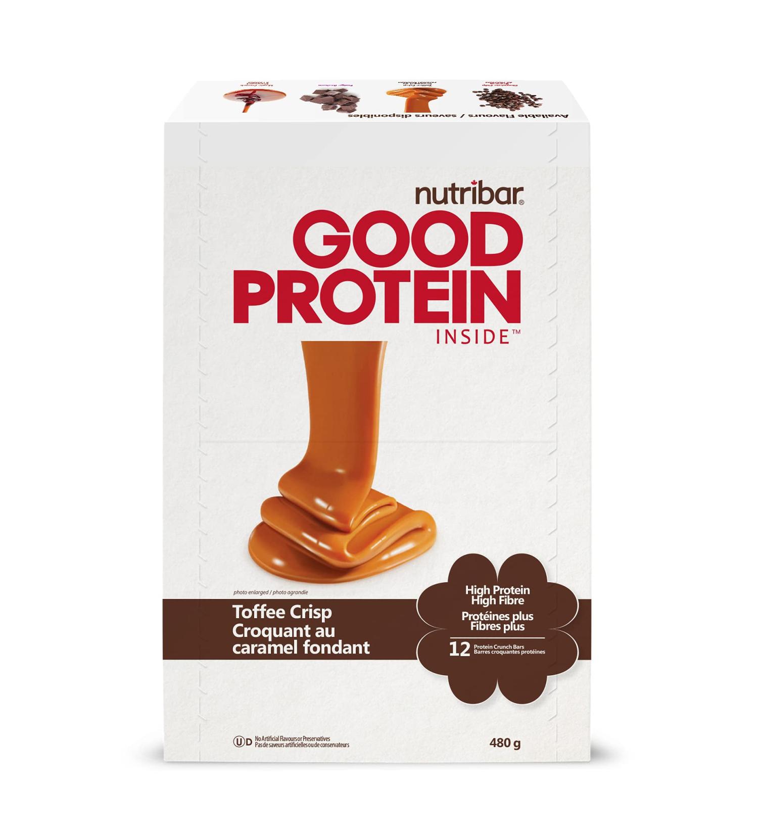 Nutribar High Protein Nutribar Good Protein Bars Toffee Crisp 12 Bars 480 gram Toffee Crisp 12 Count Toffee Crisp 5 Count (Pack of 1) - Buy Online on GoSupps.com