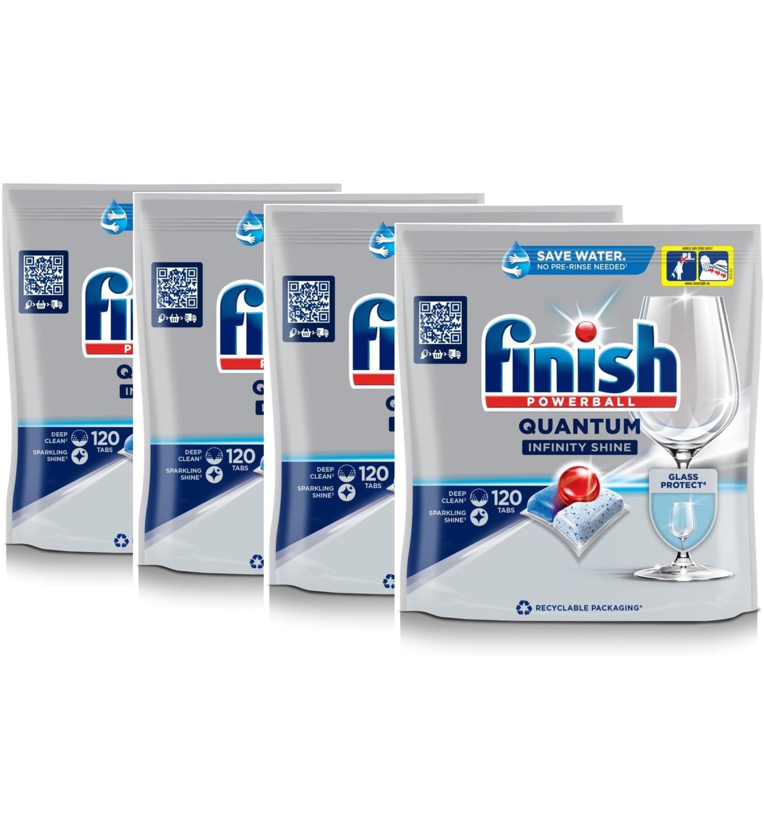 Finish Quantum Infinity Shine Dishwasher Tablets Bulk | Scent : REGULAR | Size : 480 Dishwasher Tabs | For Sparkling Clean (Pack of 4) - Buy Online on GoSupps.com