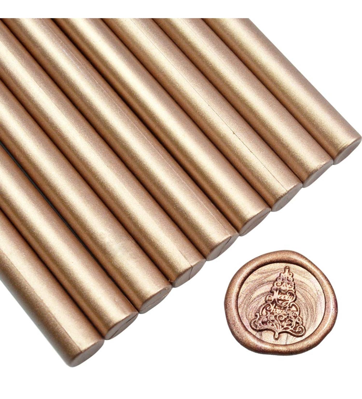 12 pcs Glue Gun Sealing Wax Sticks for Retro Vintage Wax Seal Stamp - Champagne - Great for Wedding Invitations Cards Envelopes Snail Mails Wine Packages Gift Wrapping - Buy Online on GoSupps.com