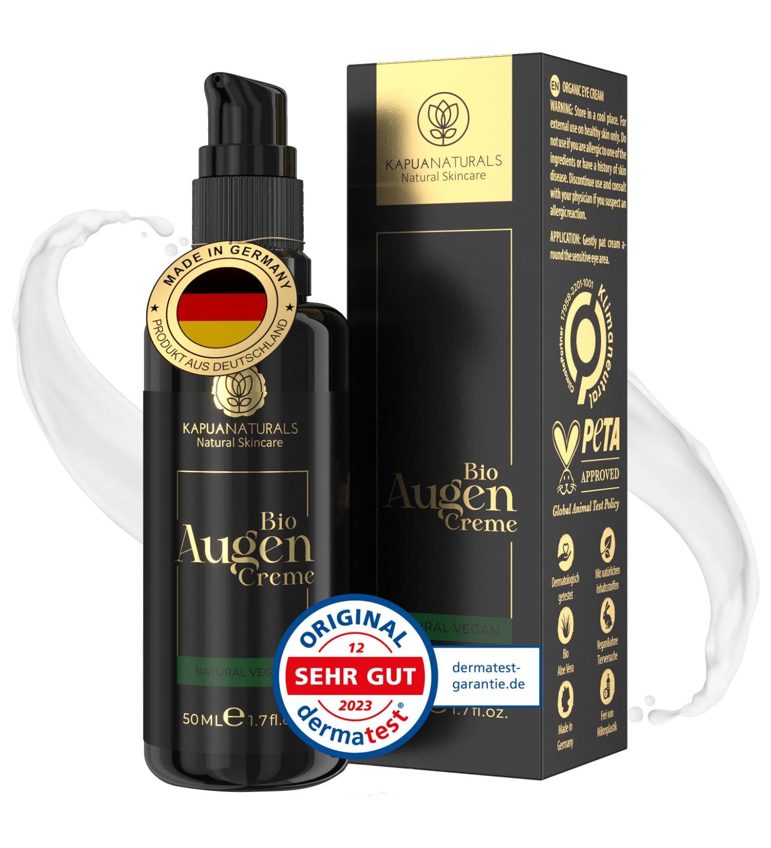 Organic Eye Cream 50ml - High-Dose 100% Vegan Anti-Aging & Dark Circle Remover - Sustainably Made in Germany - Buy Online on GoSupps.com