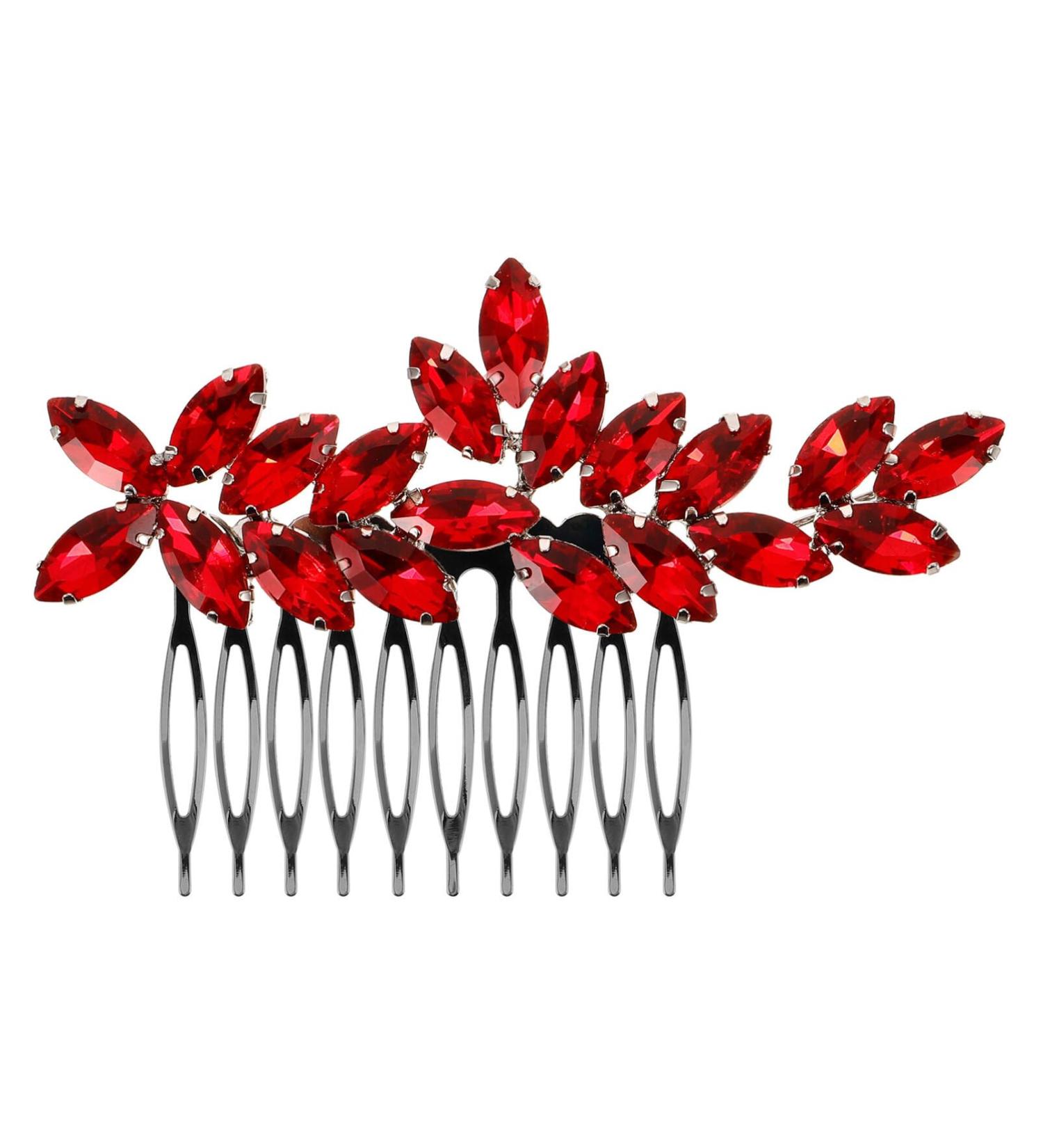 NOLITOY Wedding Hair Side Comb Bride Crystal Headpiece Full Red Rhinestone Hair Side Comb Wedding Hair Accessories for Women and Girls Supplies - Buy Online on GoSupps.com