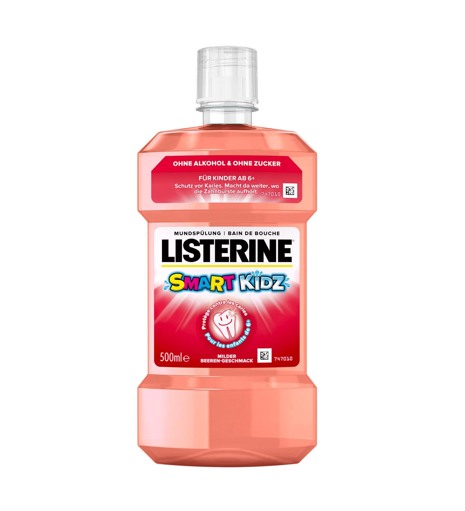 Buy Listerine Smart Kidz Mild Berry Mouthwash 500ml - Alcohol Free Sugar Free Antibacterial Protection for Kids 6+ - 1 Pack - Buy Online on GoSupps.com