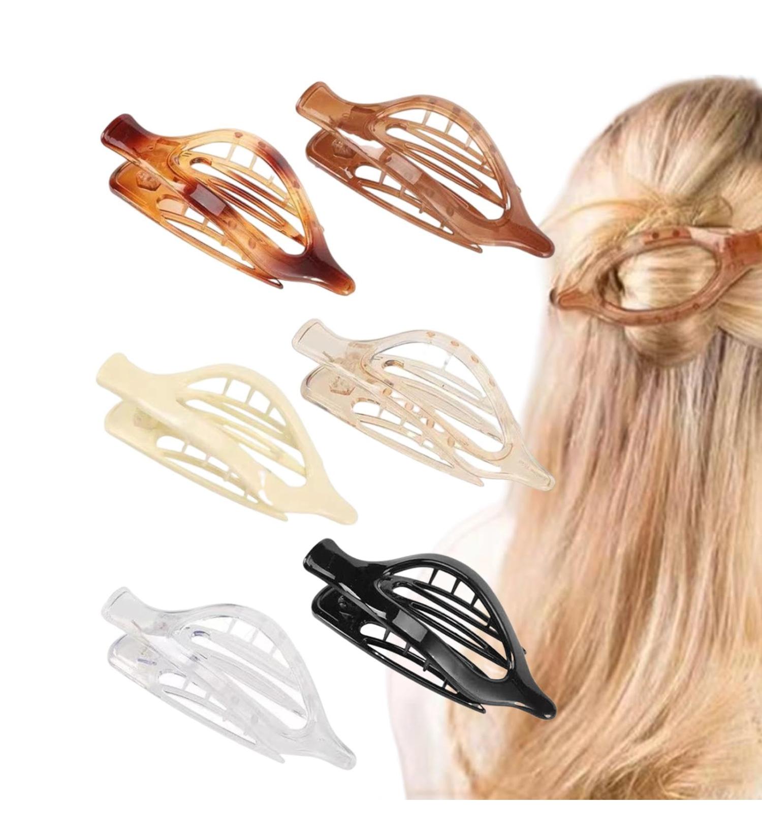 Xiixuuj Flat Claw Clips | French Design Alligator Hair Clip Retro No Slip Grip Hair Claw Clips Ultra Light Oval Barrette Jaw Clips Hair Accessories for Women Girls Transparent color - Buy Online on GoSupps.com