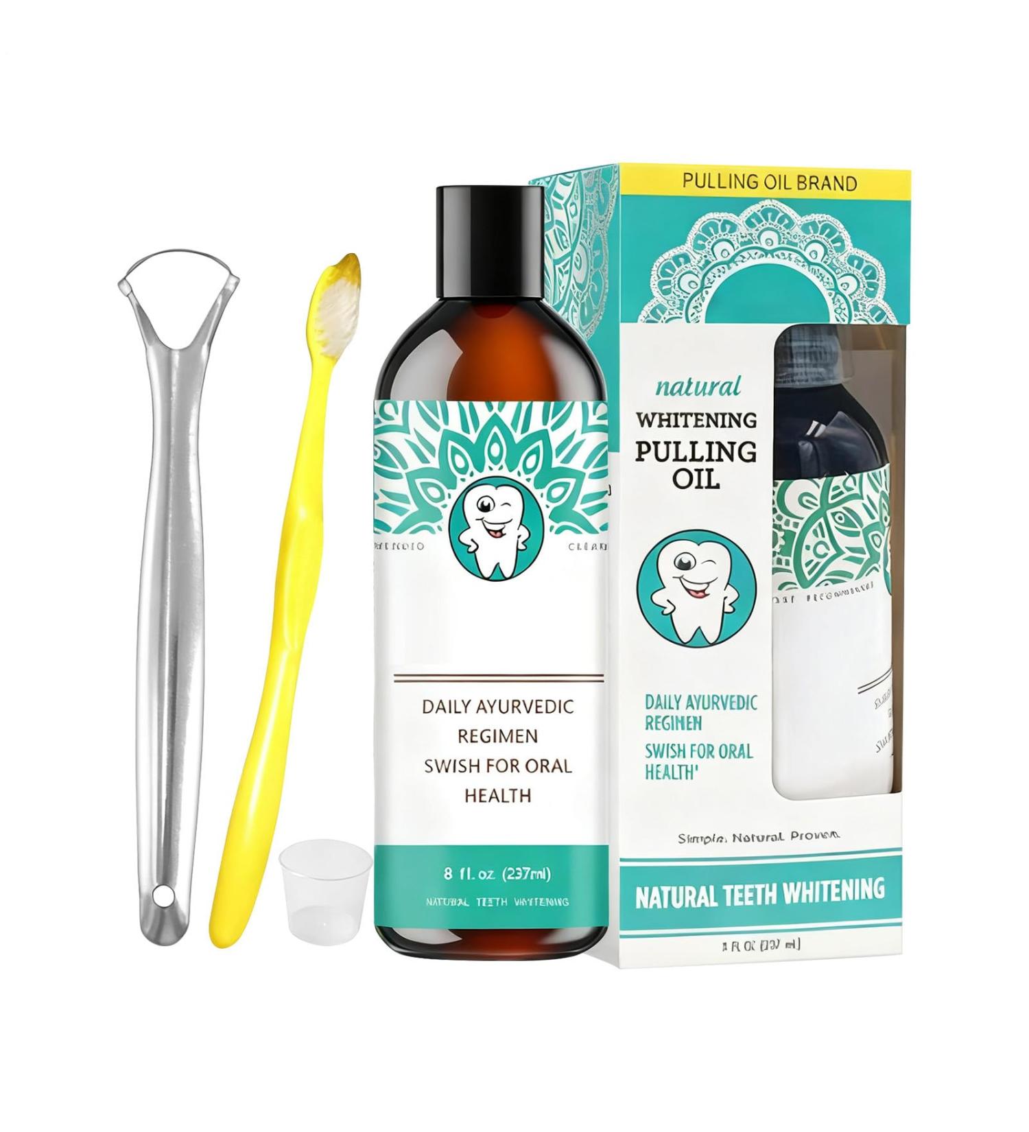 Mouthwash - 237 ml of natural alcohol-free mouthwash for cleaning teeth | with tongue scraper and toothbrush for oral hygiene health and repairing dry teeth - Buy Online on GoSupps.com