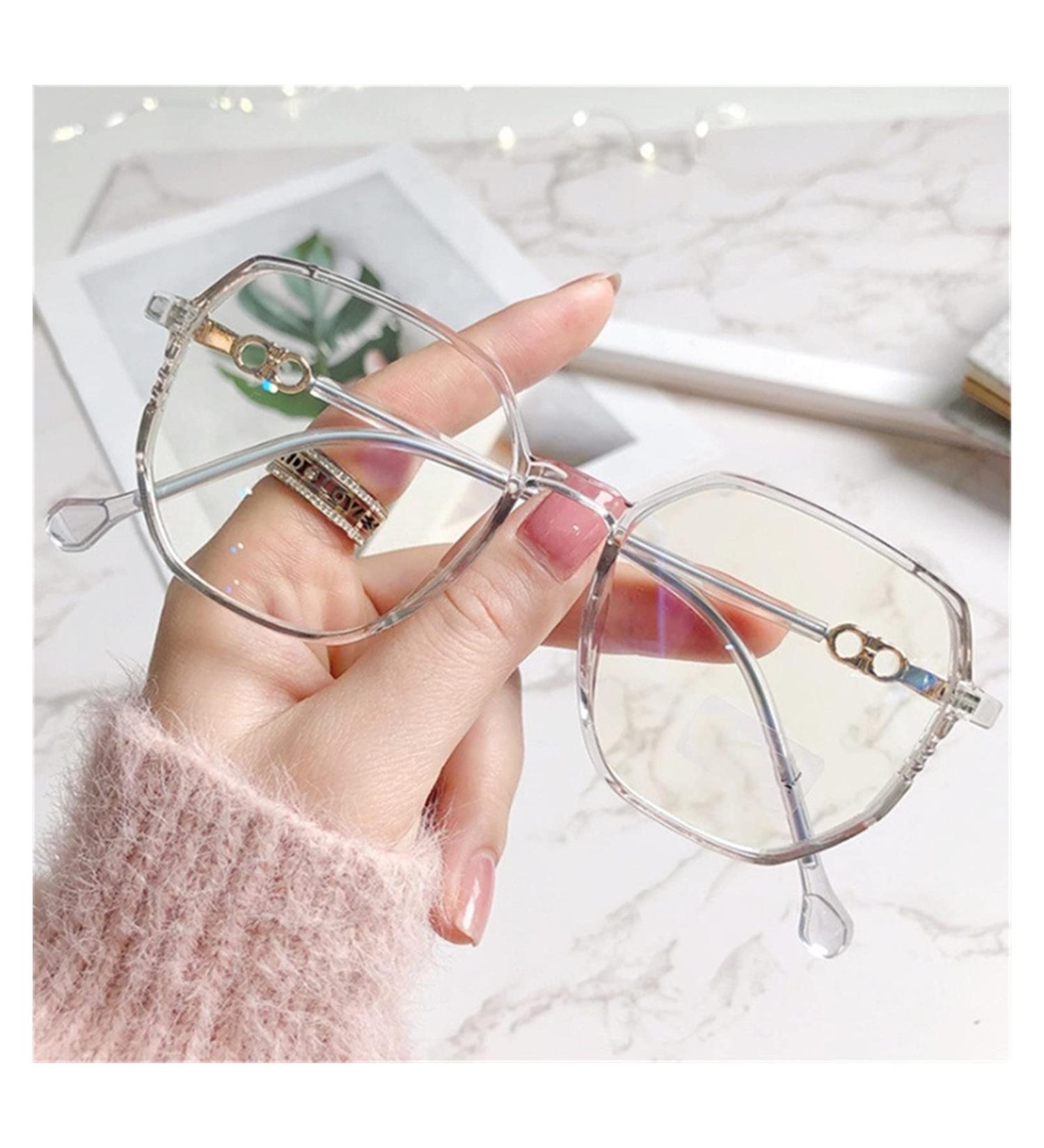 Kdoq reading glasses glasses women anti-blue light glasses student vintage oversized glasses done girl glasses (color: silver size: +1.5)