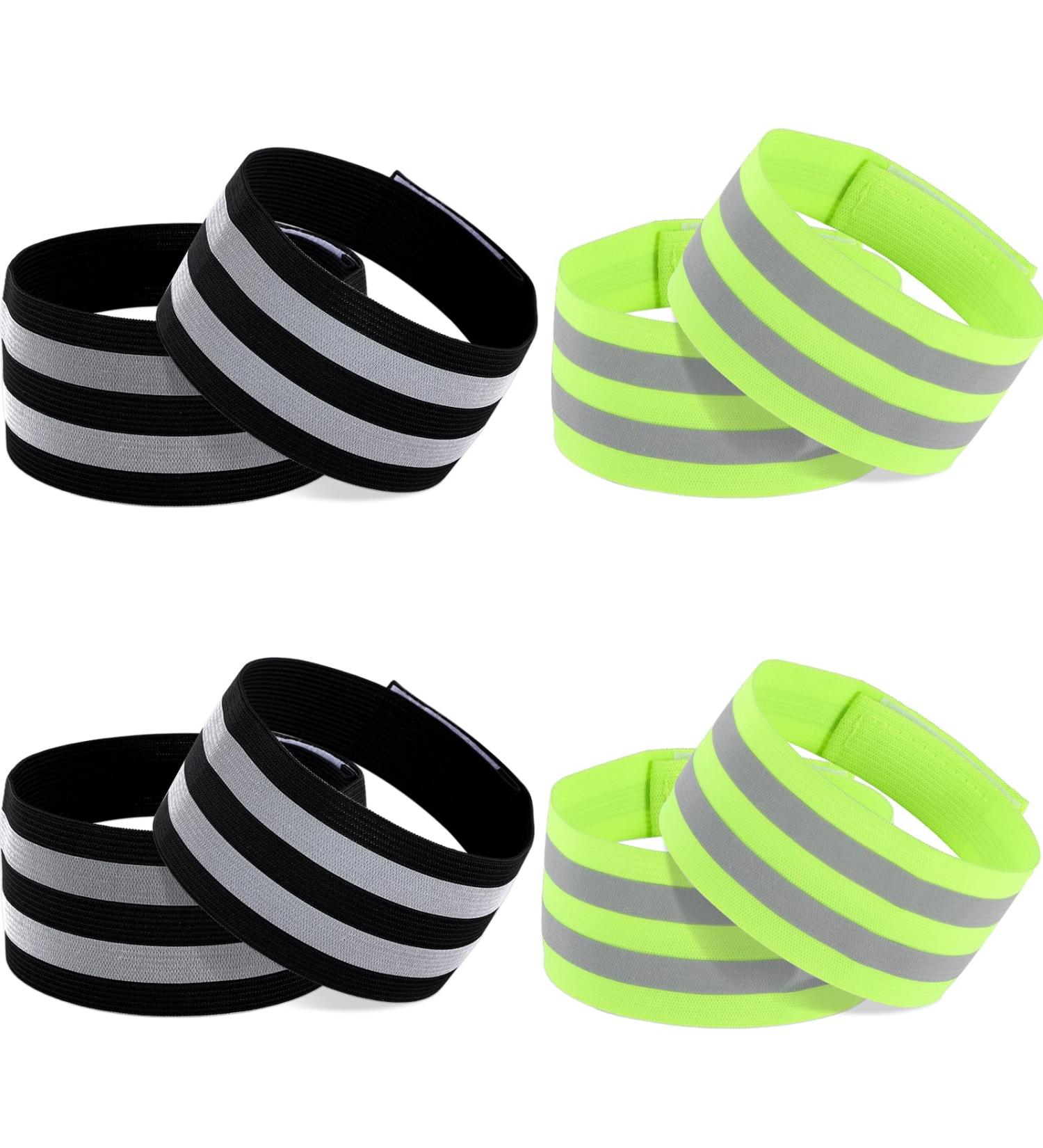Rafiyu 8-Piece Bicycle Pants Bracket - Elastic Reflective Straps with Velcro for Outdoor Jogging & Cycling - Green & Black Safety Bracelet (35 x 5 cm) - Buy Online on GoSupps.com