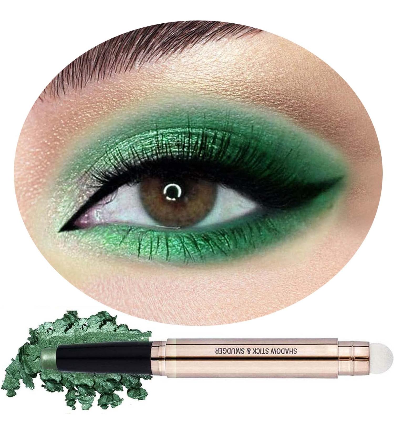 Bright Green Eyeshadow Stick - Long Lasting Waterproof Cream with Glitter Shimmer - Hypoallergenic Eye Makeup for Smooth Application - Buy Online on GoSupps.com