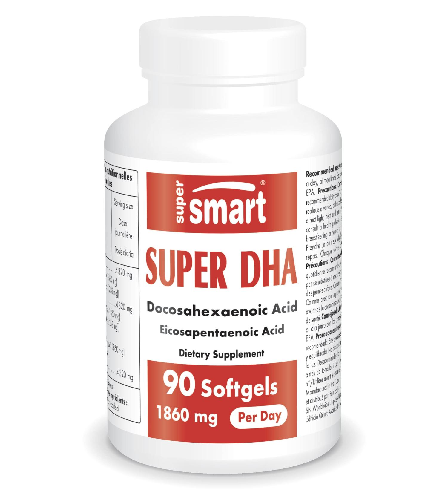 Supersmart Super DHA 310mg Softgels - Omega-3 Formula from Sustainable Sources - Non-GMO - 90ct - Buy Online on GoSupps.com
