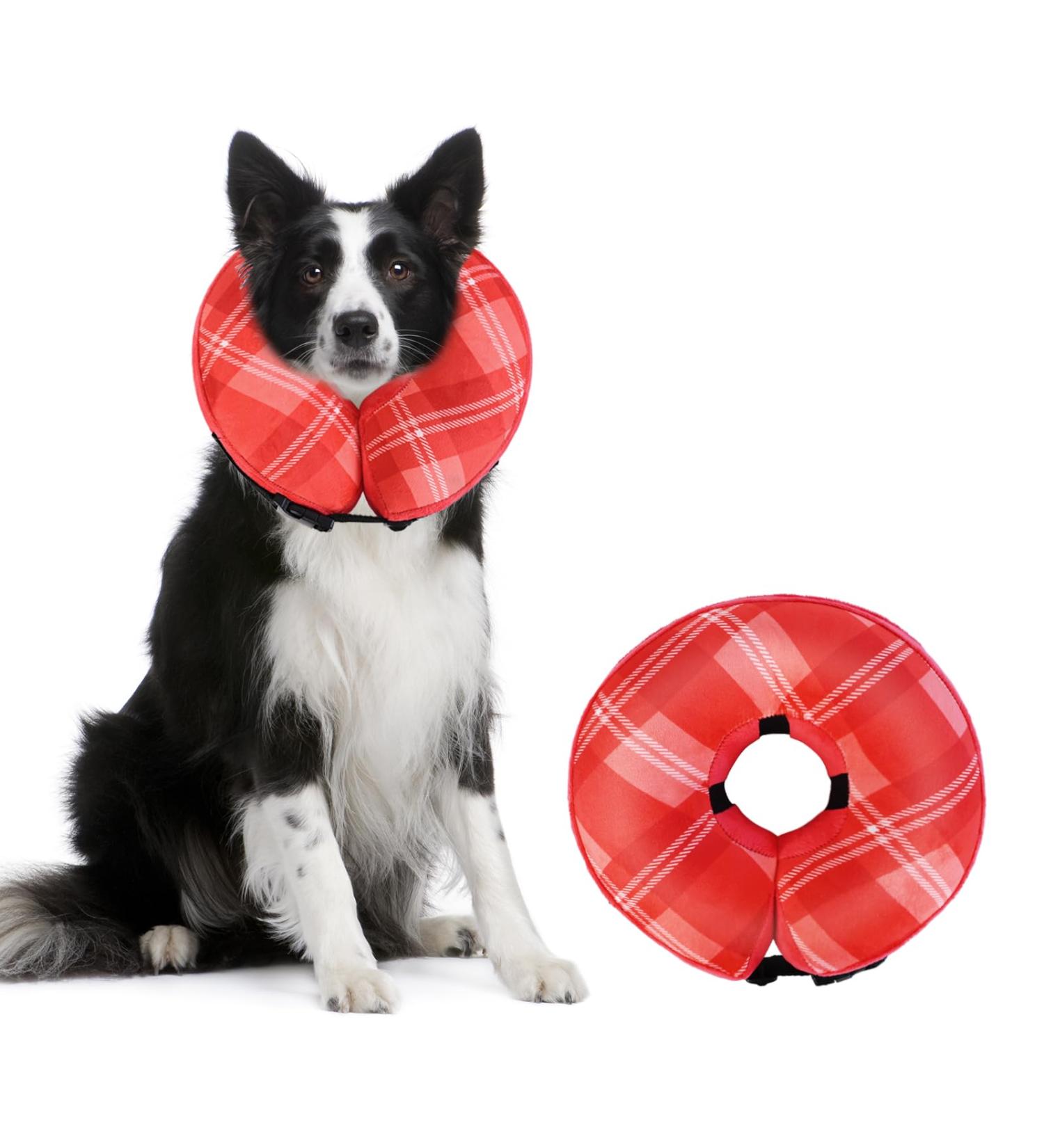 Lyneun Adjustable Inflatable Breaker Crane Collar for Dogs & Cats - Soft Leak Protection Red - Ideal for Pet Comfort & Safety - Buy Online on GoSupps.com
