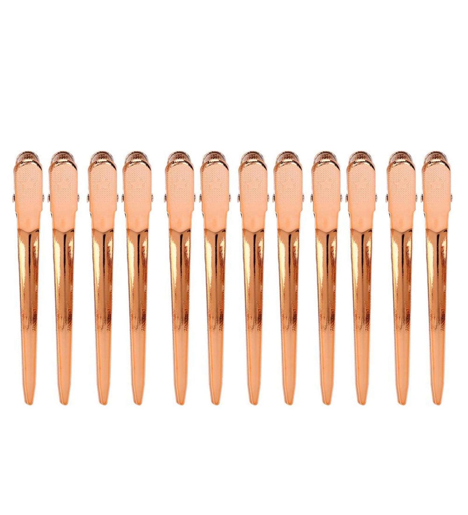 12pcs Rose Gold Hair Clips Hairpin Set - Salon Clamp Grips for Hairdressers | Durable Duckbill Hair Accessories - Buy Online on GoSupps.com