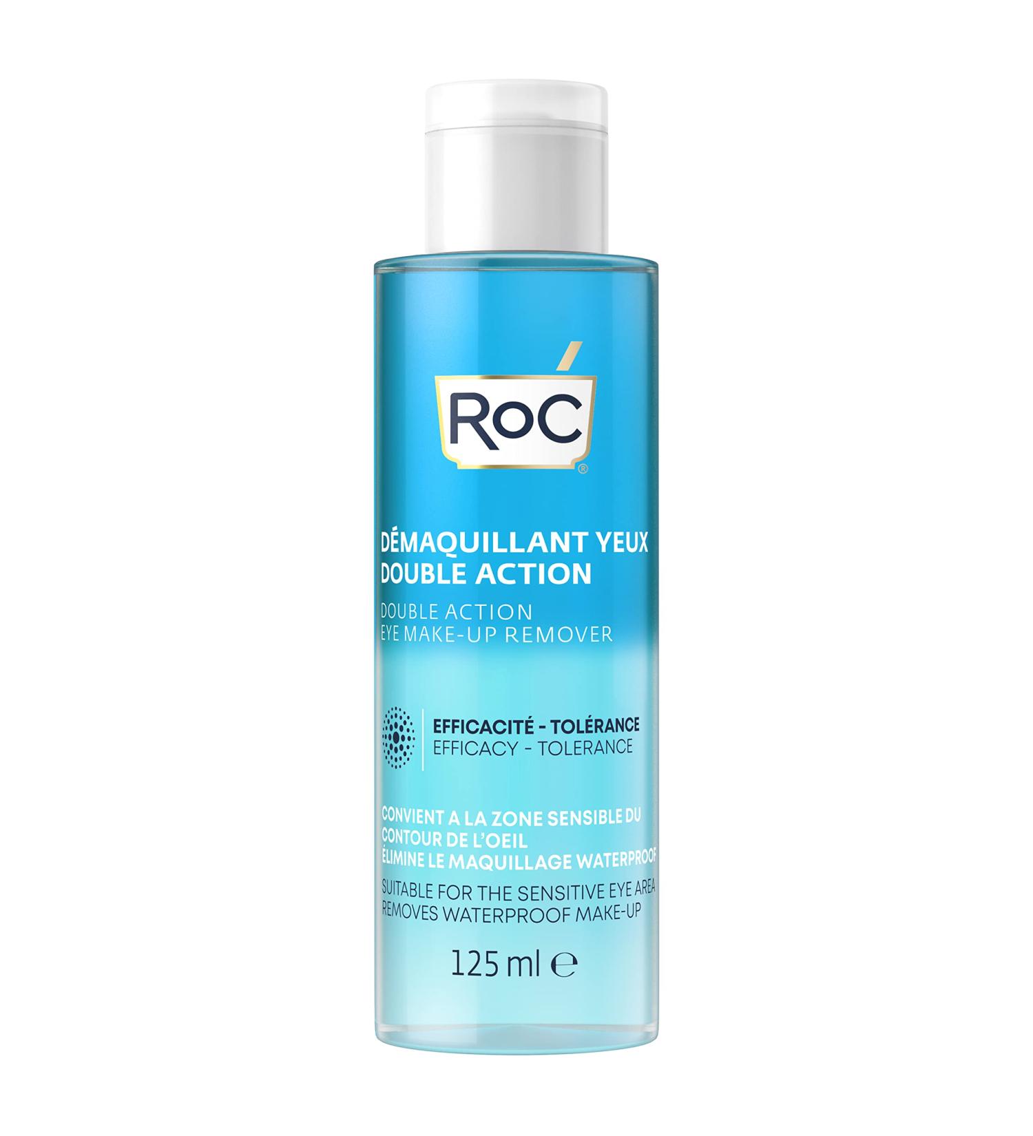 RoC Double Action Eye Make-Up Remover 125ml - Gentle Waterproof Makeup Removal for Sensitive Skin - Buy Online on GoSupps.com