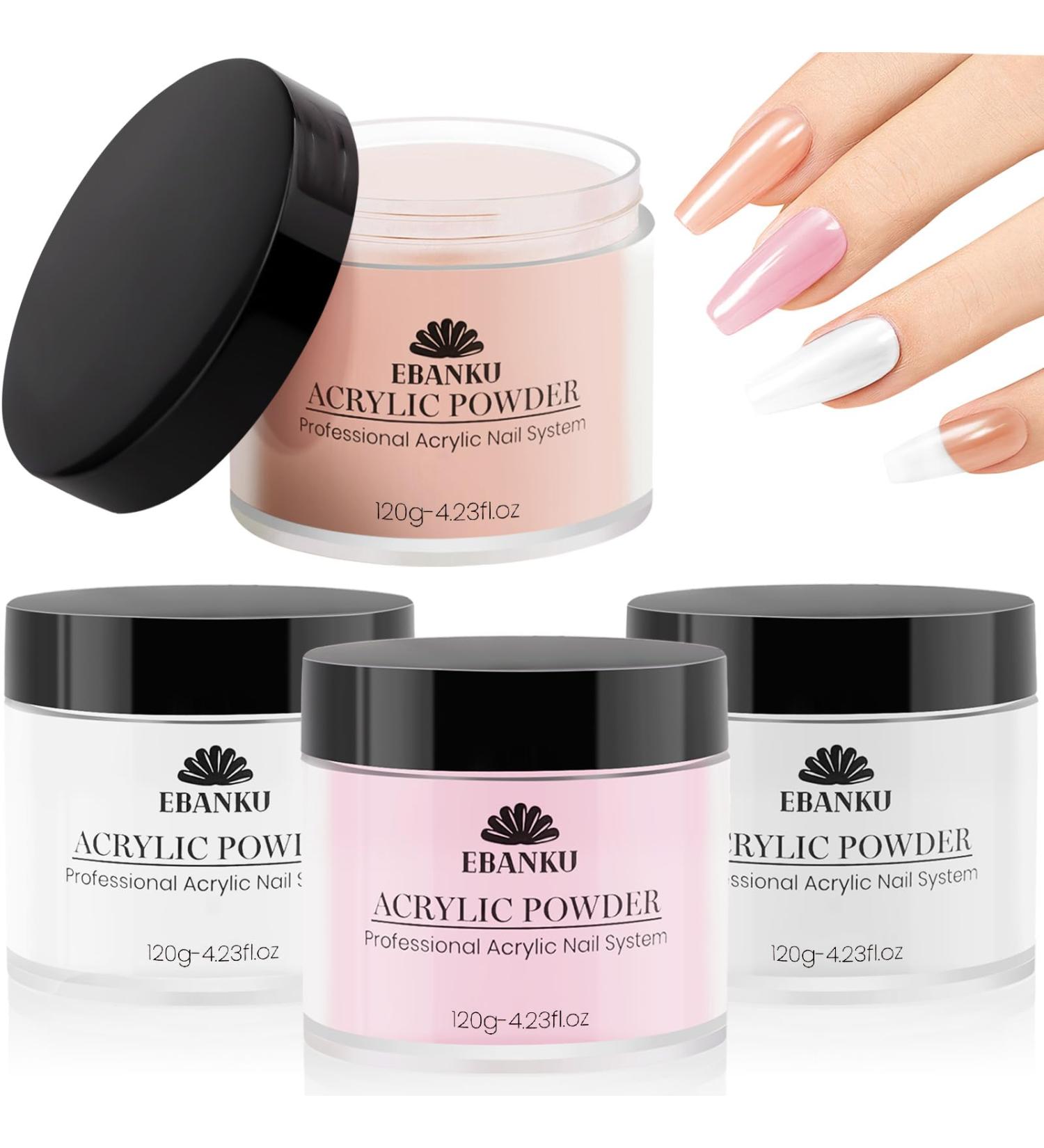 480g Acrylic Powder Set of 4 EBANKU Acrylic Powder Large Capacity Professional Acrylic Nail Powder for Nail Acrylic Extension Nail Carving Long-Lasting No Nail Lamp Needed - Buy Online on GoSupps.com