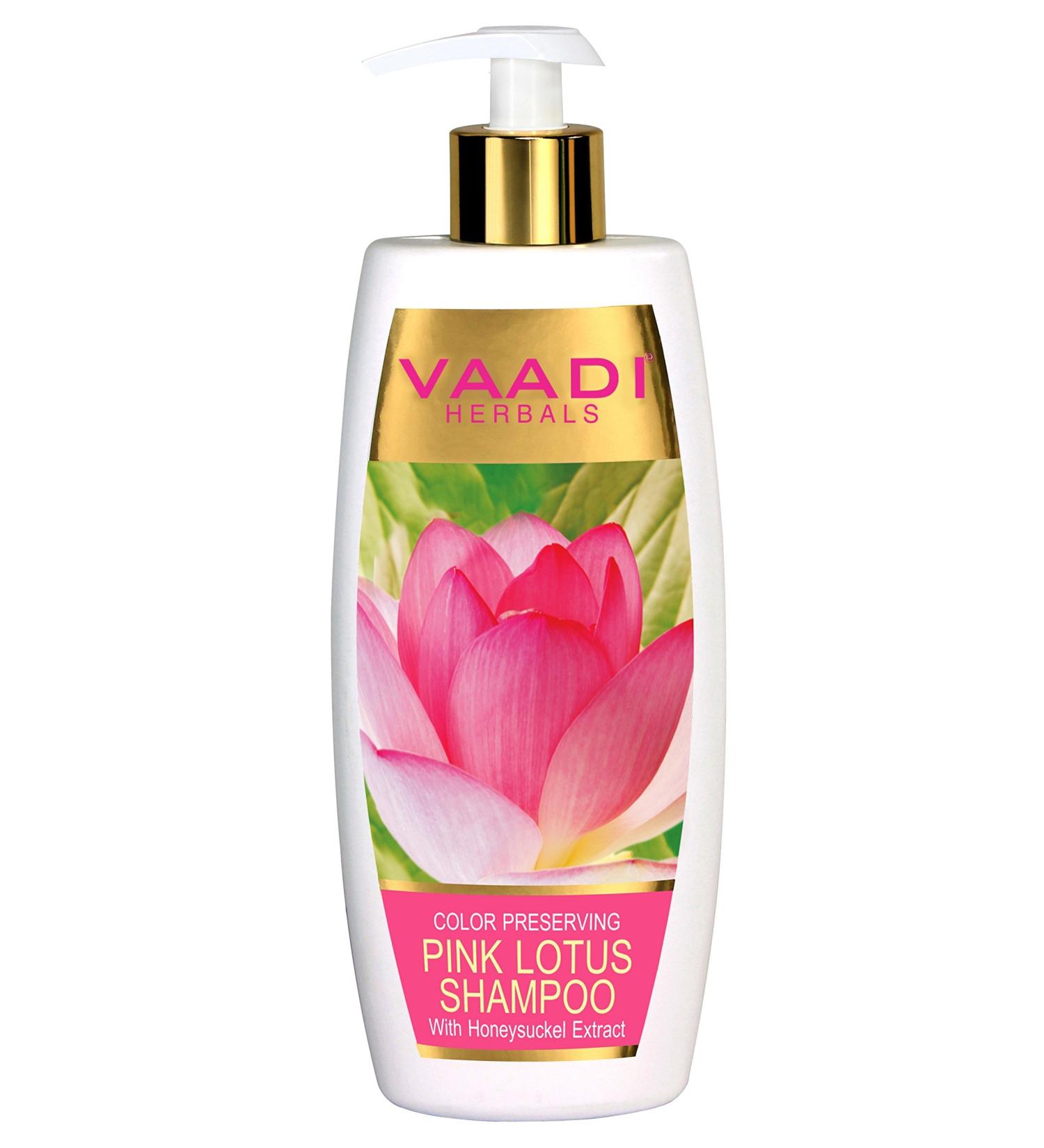 Vaadi Herbals Lotus & Honeysuckle Shampoo - Color Preserving Natural Paraben & Sulfate Free - All Hair Types - 11.8 oz - Buy Online on GoSupps.com