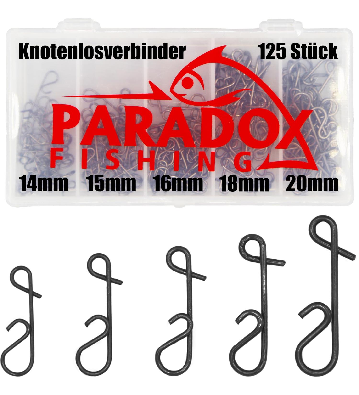 Paradox Fishing Knotless Connector Set - 125 Pieces (14mm - 20mm) | No Knot Fishing Line Connector & Swivel Accessories for Seamless Fishing - Buy Online on GoSupps.com