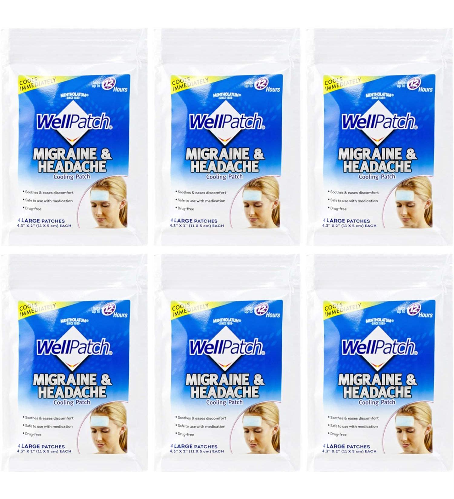 WellPatch Cooling Headache Pads Migraine Relief - Pack of 6 (24 Pads) - Buy Online on GoSupps.com