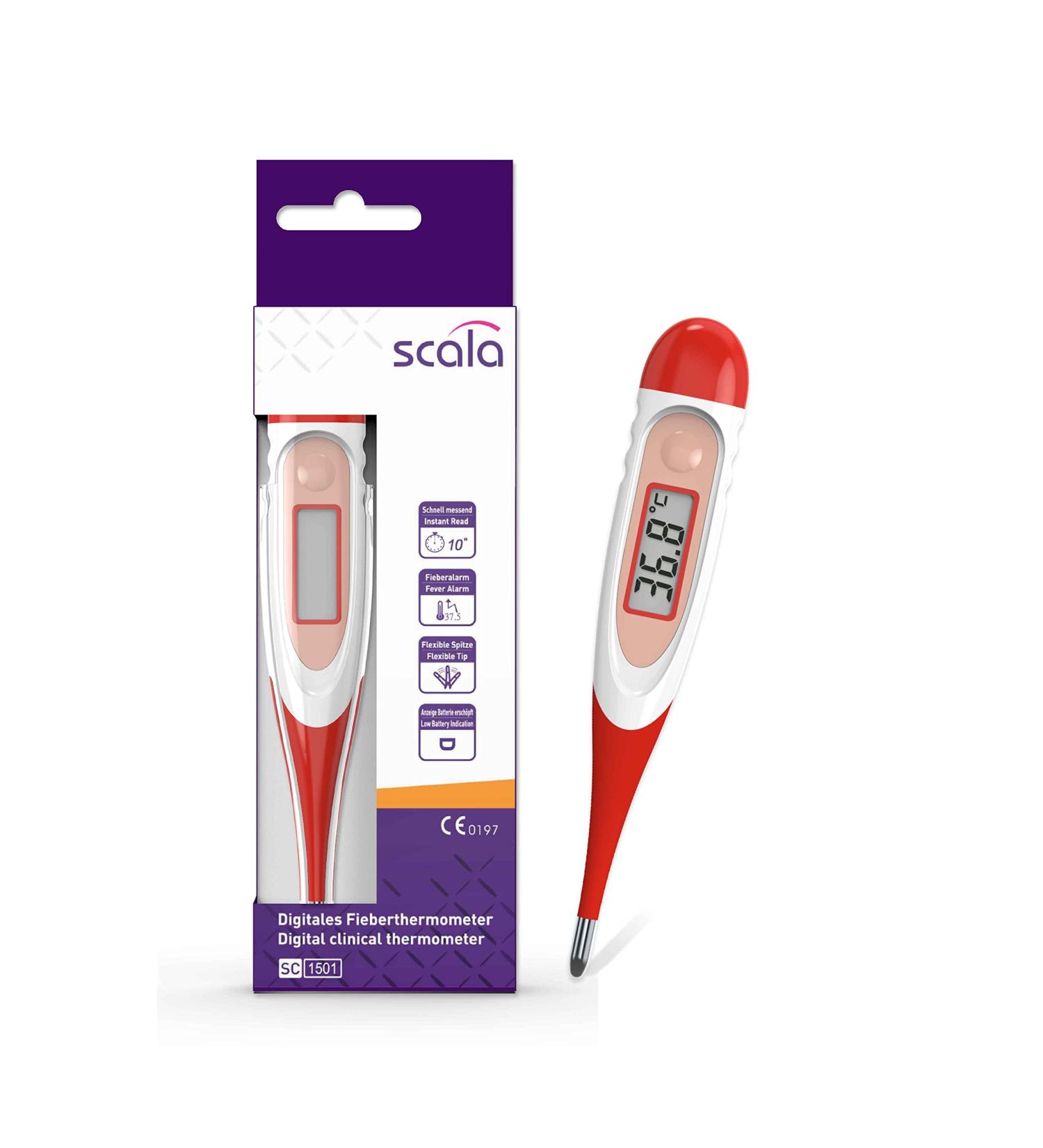 Scala SC 1501 Flex Speed Digital Body Thermometer - 10 Seconds, Red - Buy Online on GoSupps.com