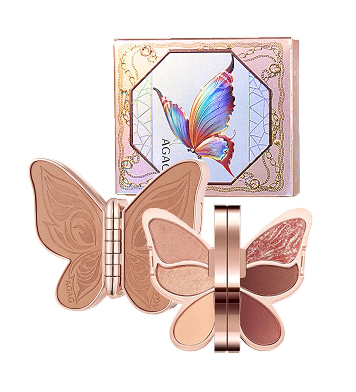 Butterfly Shape Eyeshadow Palette with 6 Shades | Ultra-Blendable High Pigmented Matte Glitter Eye Shadow Pallet High Pigmented Waterproof Eye Makeup Long Chocolate Mousse Color - Buy Online on GoSupps.com