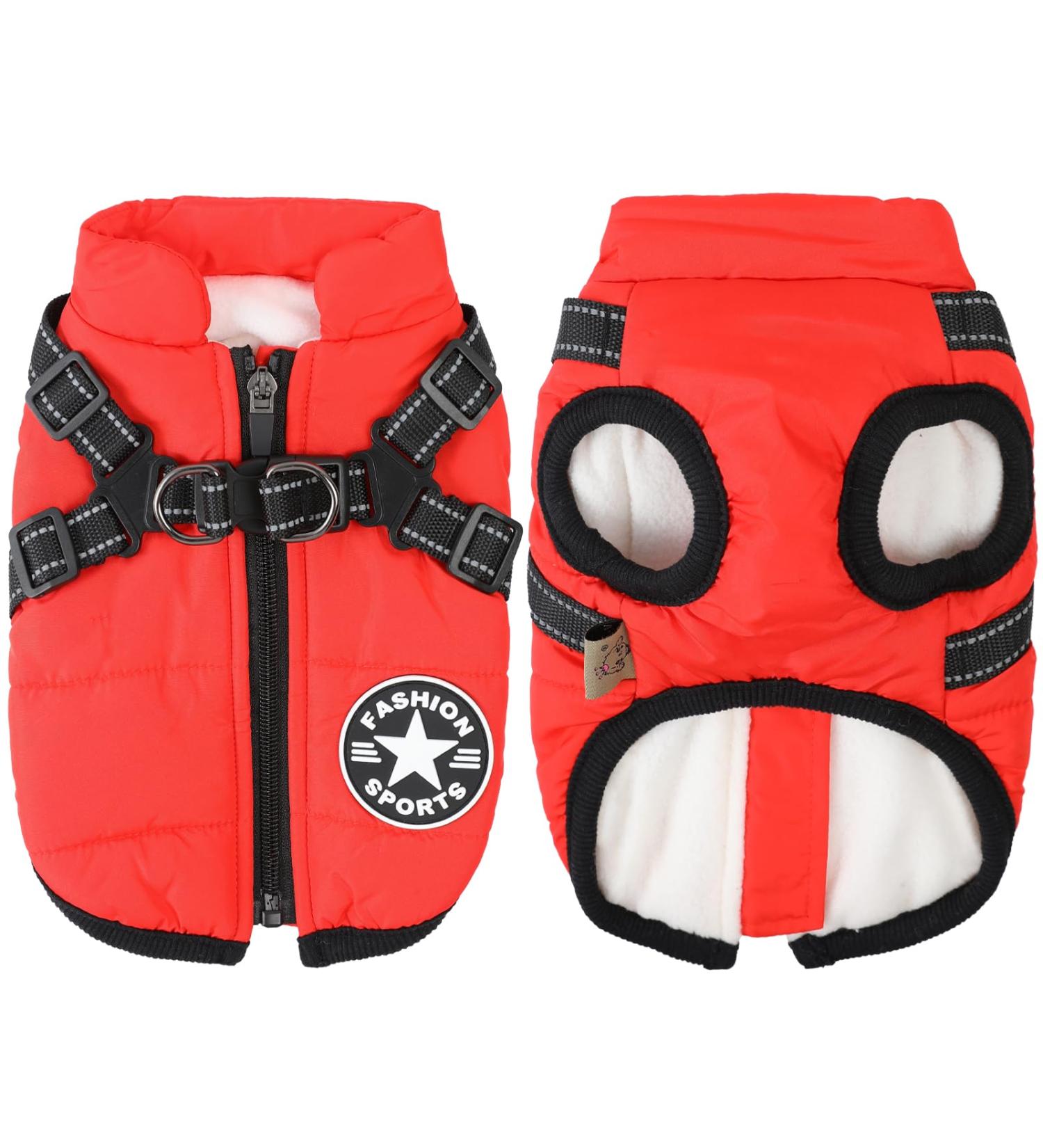 Buy Windproof & Waterproof Dog Jackets - 2 in 1 Cold Weather Coats for Large Dogs - Red 4XL Winter Vest - Buy Online on GoSupps.com
