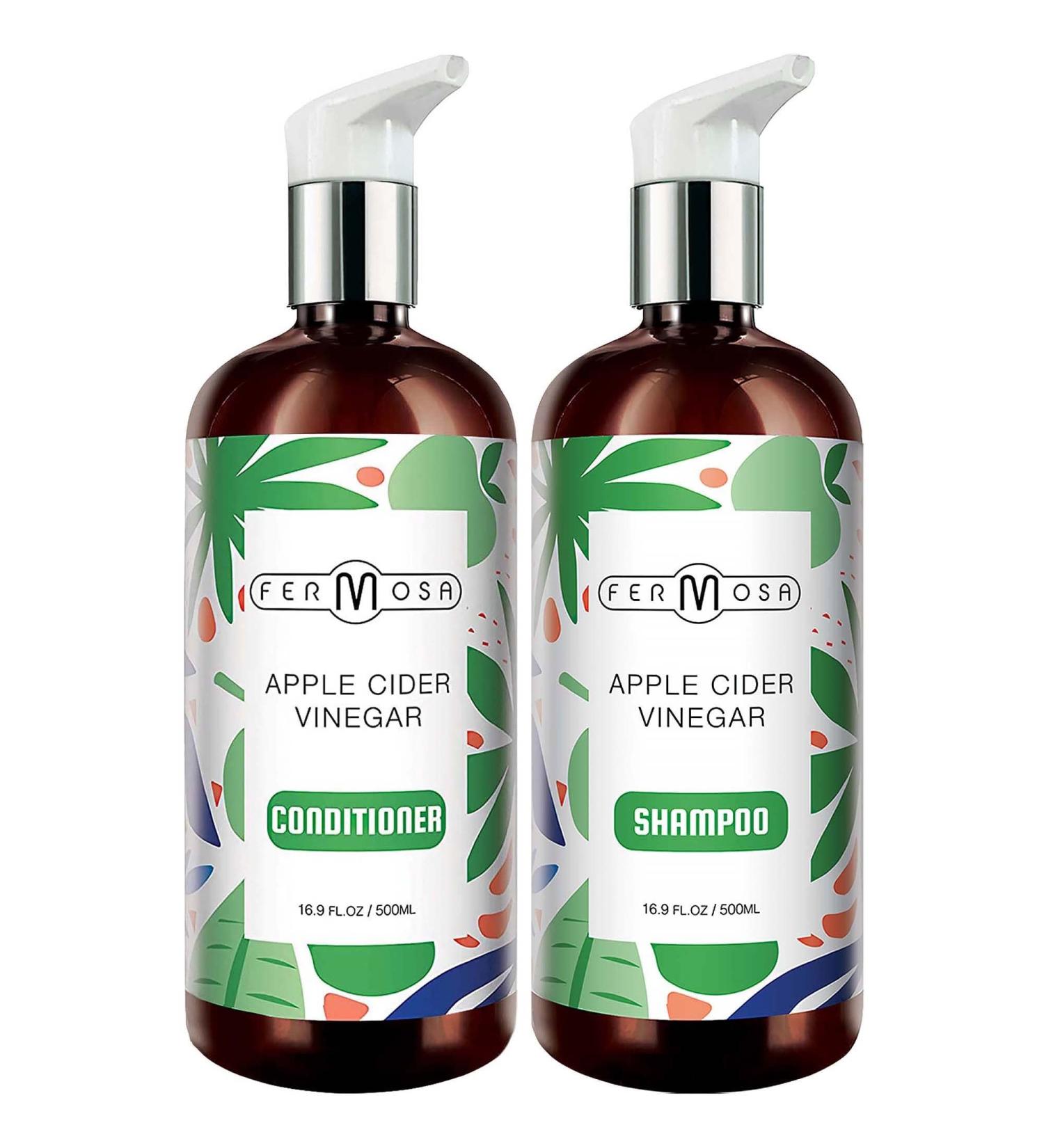 Fermosa Apple Cider Vinegar Shampoo & Conditioner Set - Clarifying Nourishing Sulfate-Free for Itchy Scalp Dandruff & Frizz - 16.9oz/500ml - Buy Online on GoSupps.com