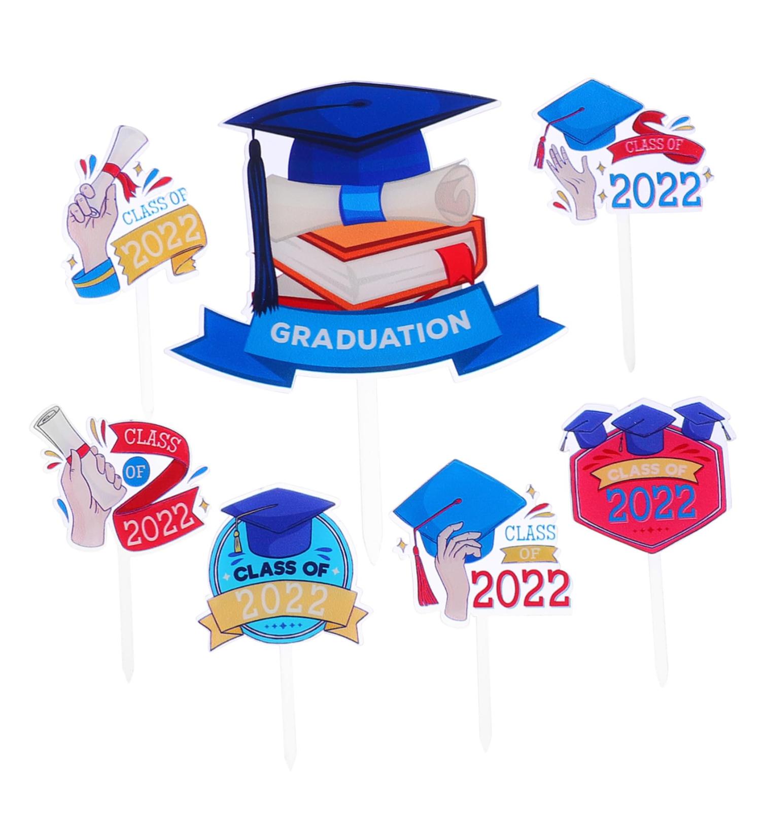 CHILDWEET 7pcs Graduation Season Card Paper Cups Decor Congrats Food Toothpick 2022 Dessert Picks Graduation Cupcake Topper Party Supplies Cake Picks Cake Insert Topper Acrylic Cake Supplies - Buy Online on GoSupps.com
