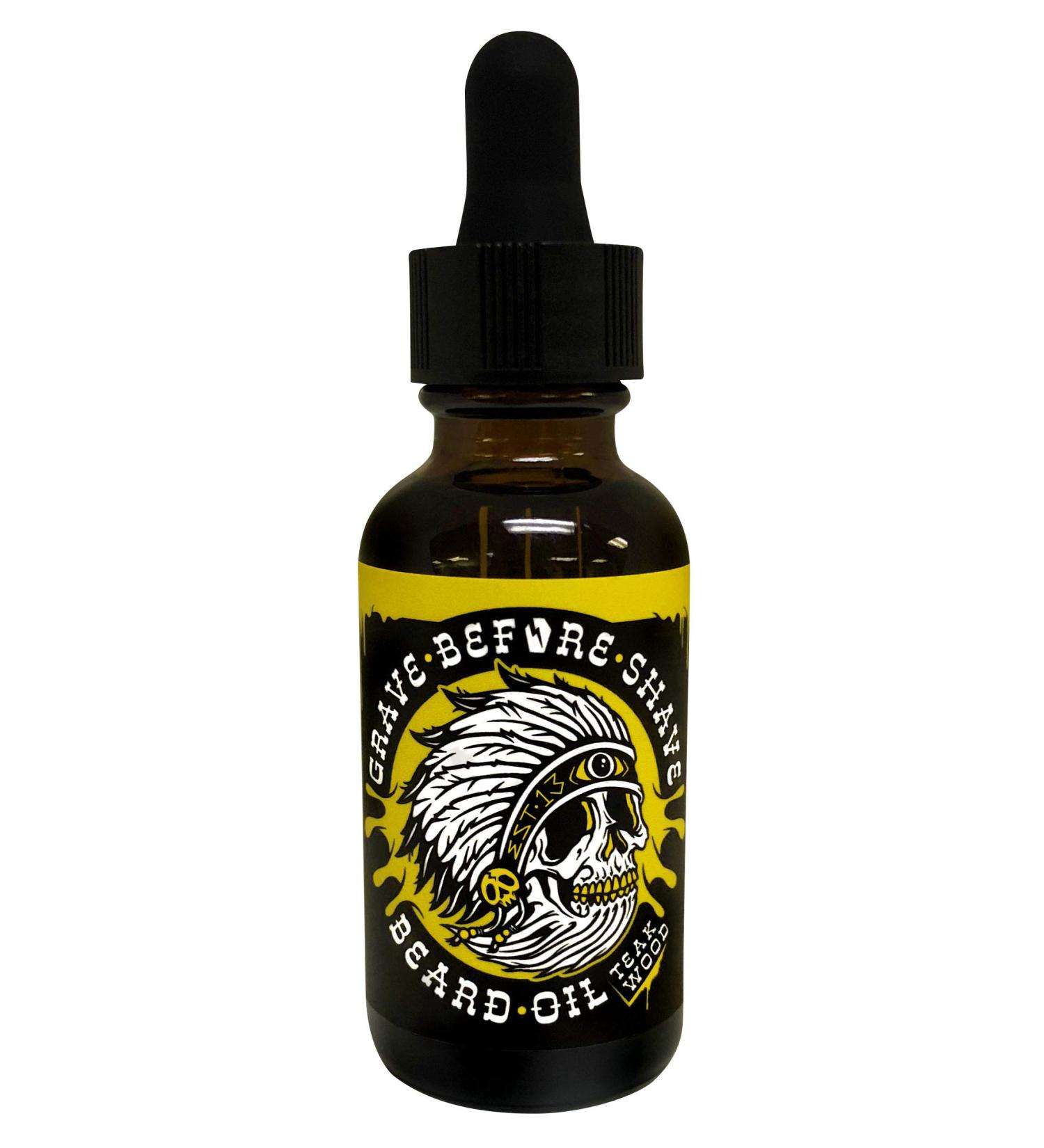 Grave Before Shave Teakwood Beard Oil 1 oz. - Premium Dropper Top Dispenser - Buy Online on GoSupps.com