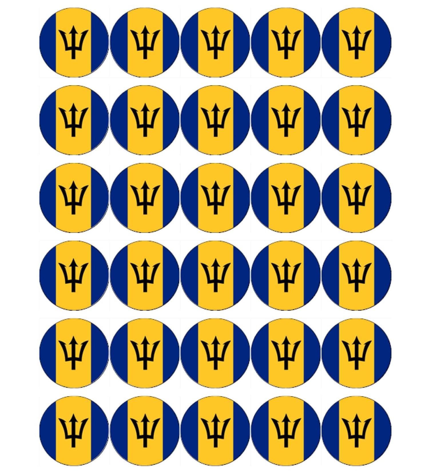 30 Barbados Flags Cupcake Toppers Edible Wafer Paper Fairy Cake Toppers Birthday Cake Decorations