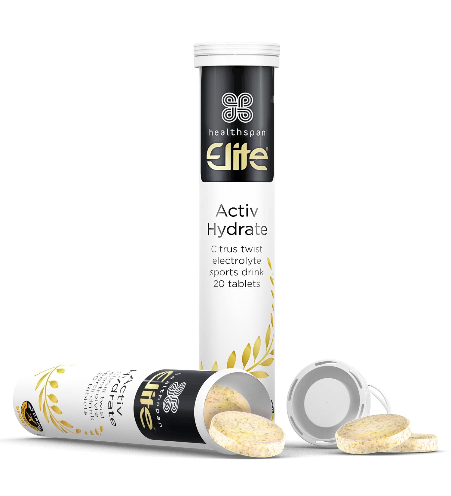 Healthspan Elite Activ Hydrate | 40 Effervescent Tablets | Citrus Twist | All Blacks Partner | Calcium, Magnesium, Potassium & Sodium | Hydrate & Replenish Minerals | Vegan - Buy Online on GoSupps.com