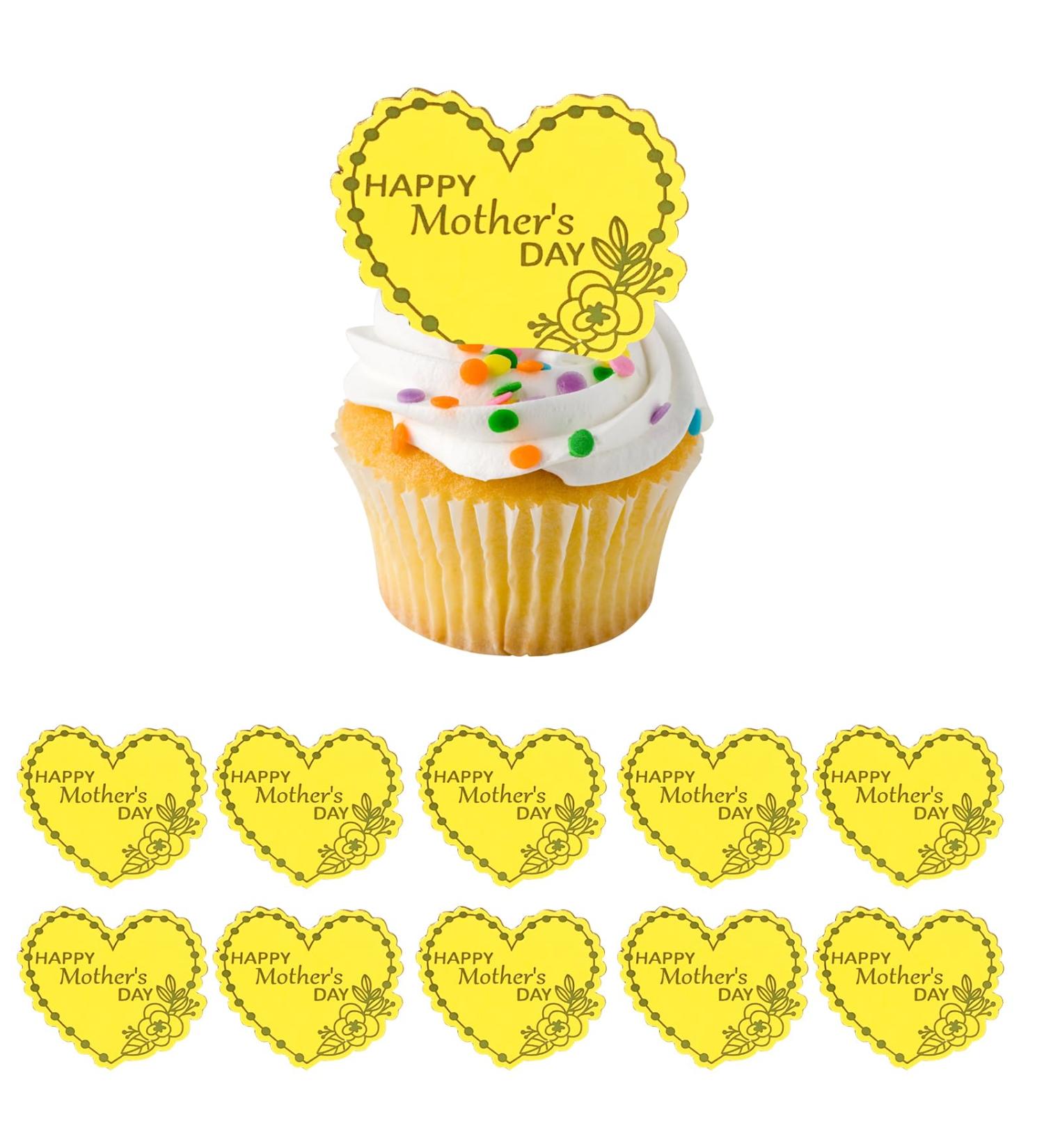 SwirlColor Mothers Day Cupcake Toppers 10Pcs Unique Small Happy Mother's Day Cake Topper Gold Acrylic Cupcake Decoration for Mother's Day Birthday Party Cake - Buy Online on GoSupps.com