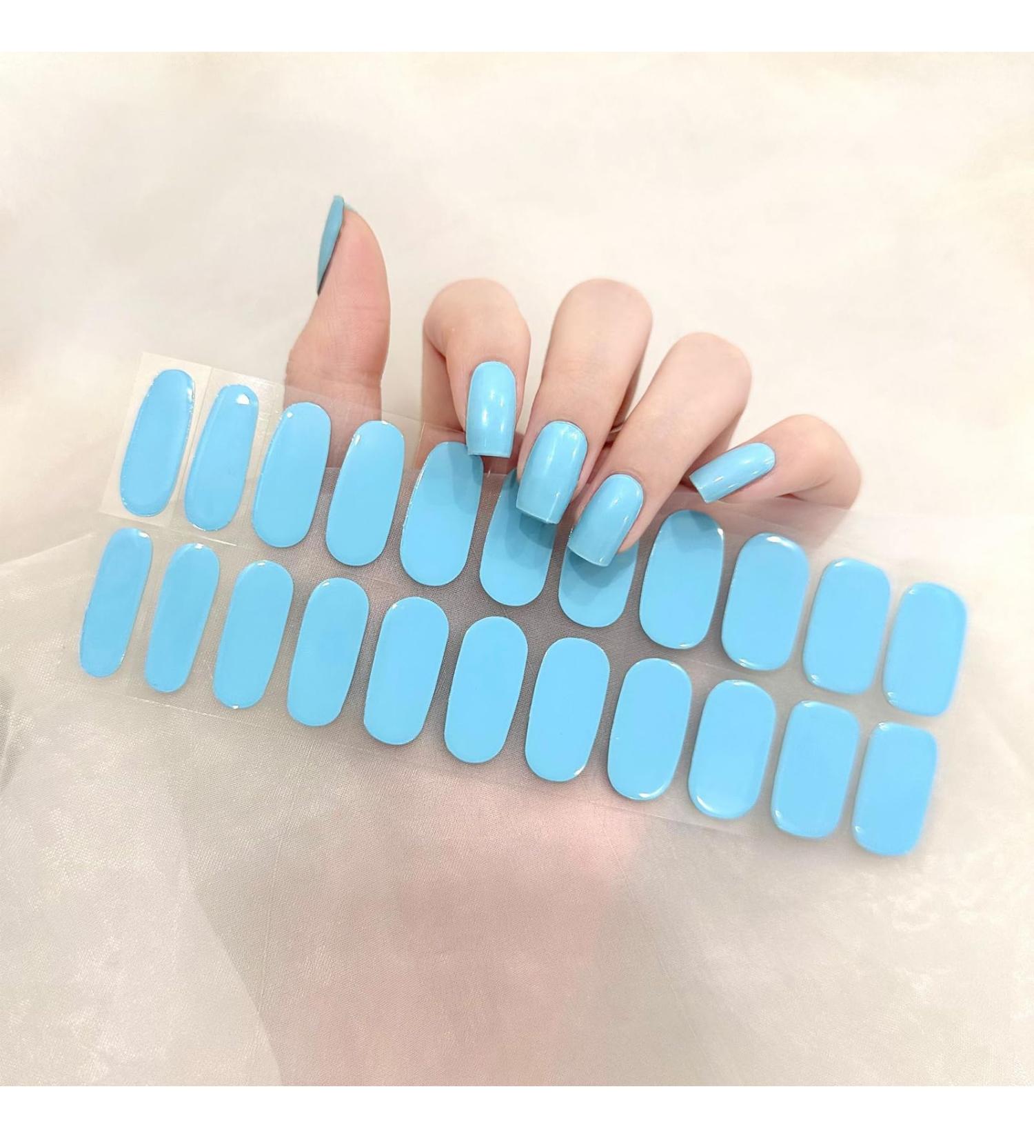 Ceboic 22-Piece Sky Blue Gel Nail Foils | Self-Adhesive Nail Polish Stickers for Women & Girls | UV Hardening Nail Decoration - Buy Online on GoSupps.com