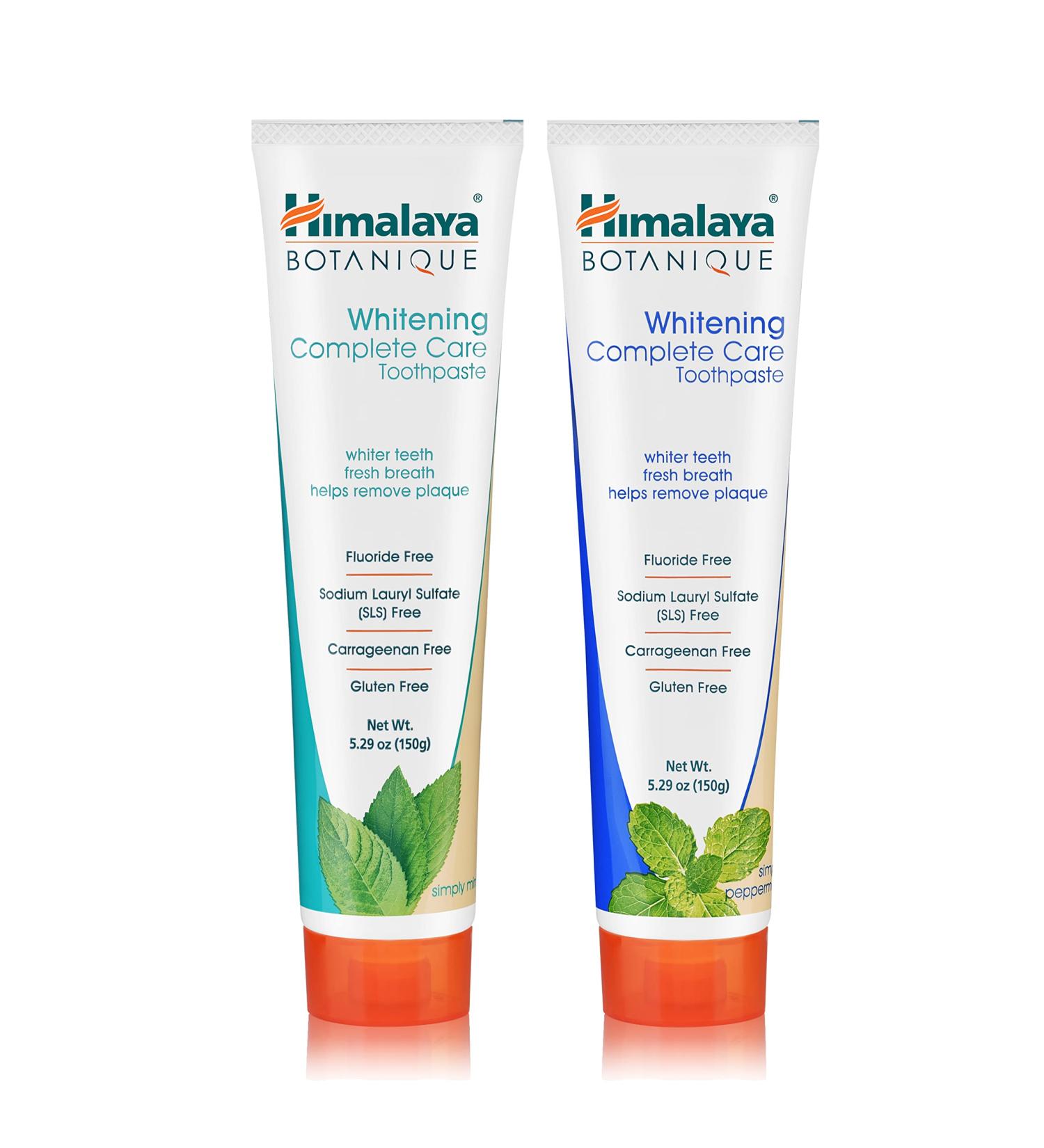 Organic Himalaya Botanique Whitening Toothpaste Variety Pack - Simply Mint & Simply Peppermint - Fluoride Free - 5.29 oz (2 Pack) - Buy Online on GoSupps.com
