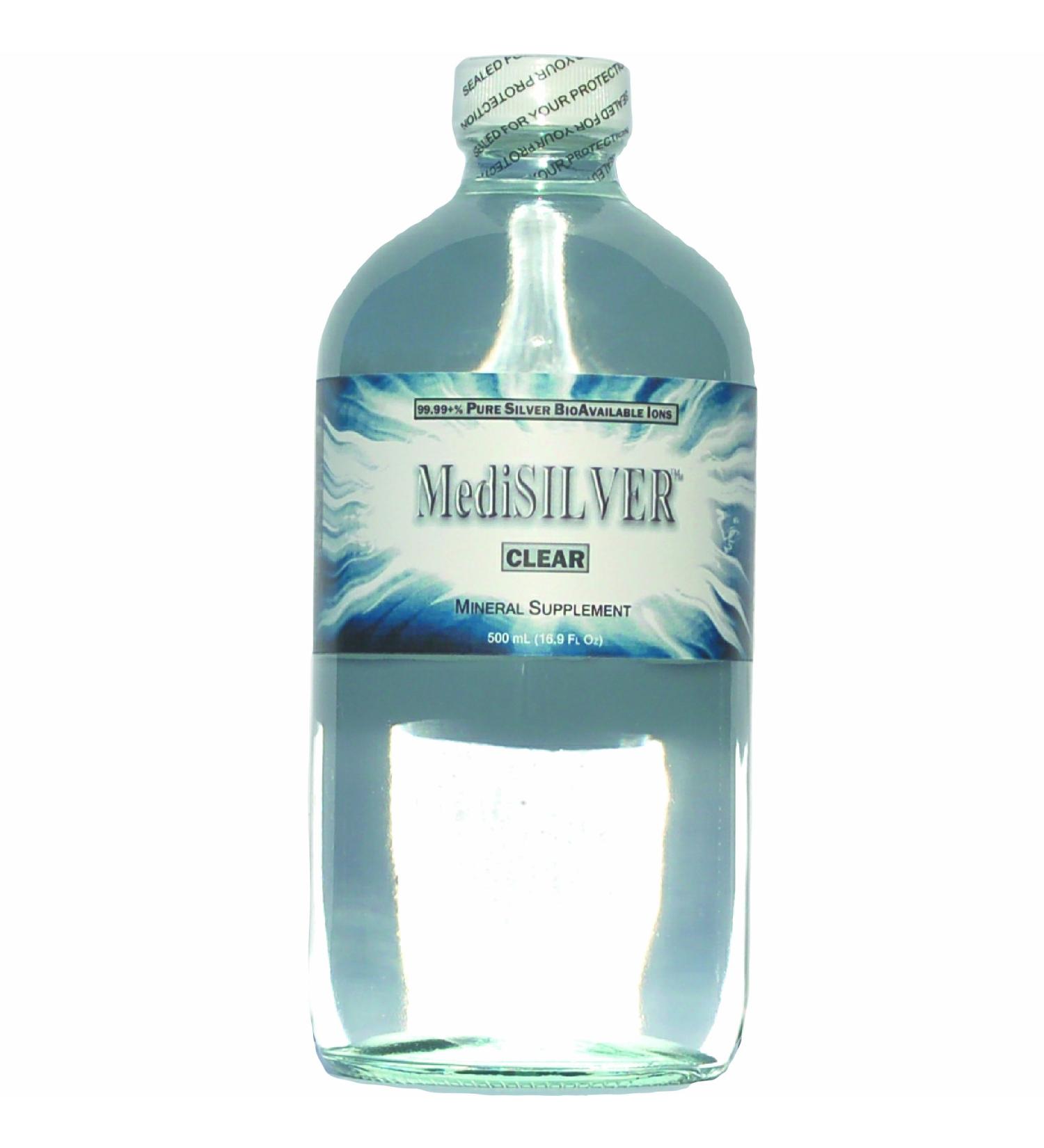 MediSILVER CLEAR - 20 ppm 99.99+% Pure Bioavailable Ionic "Colloidal" Silver) - 500 mL (16.9 Fl Oz)