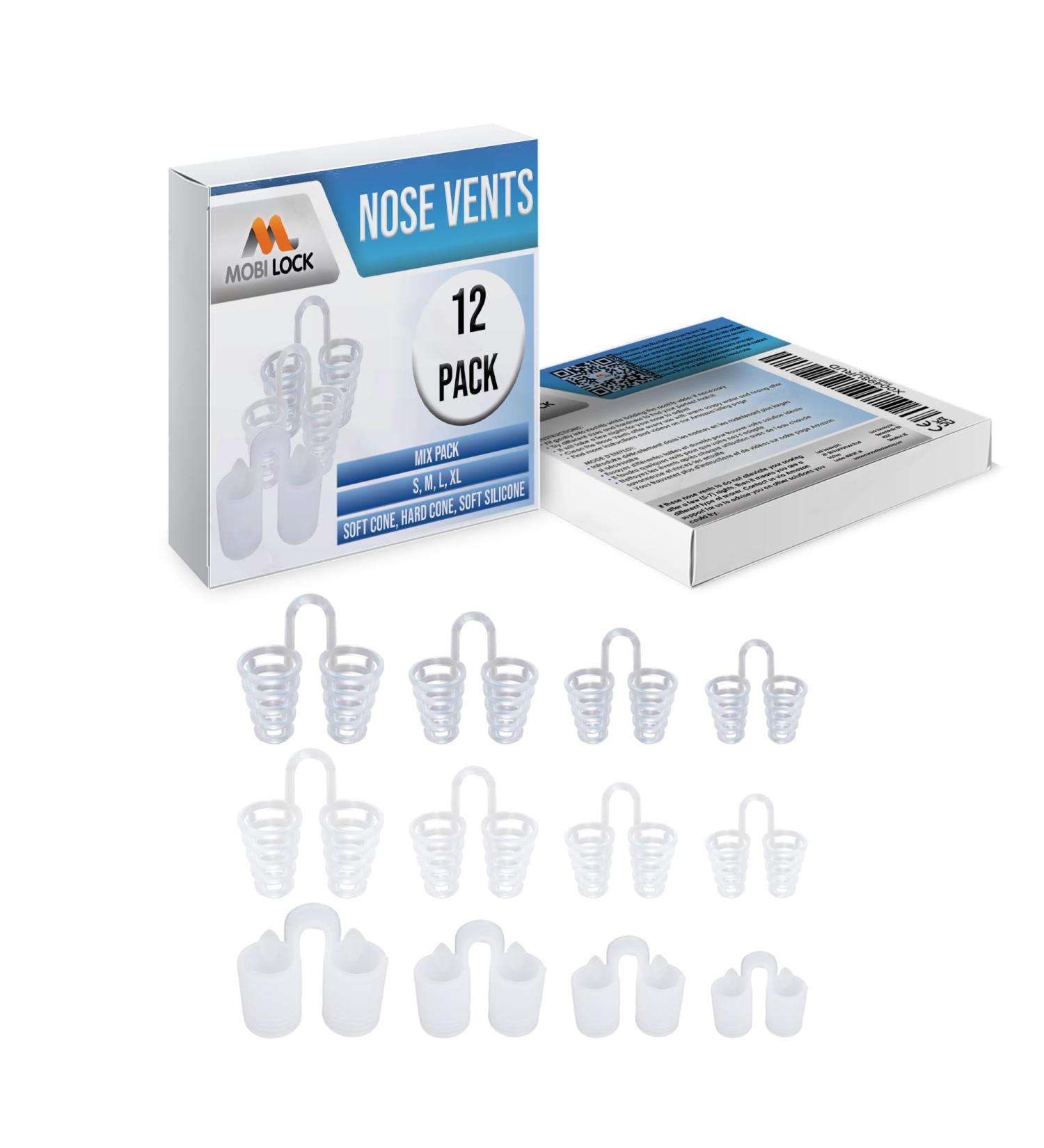 Buy Nose Vent Sinus Relief - Pack of 12 Reusable Snoring Devices for Peaceful Sleep | Mobi Lock - Various Sizes & Types - Buy Online on GoSupps.com