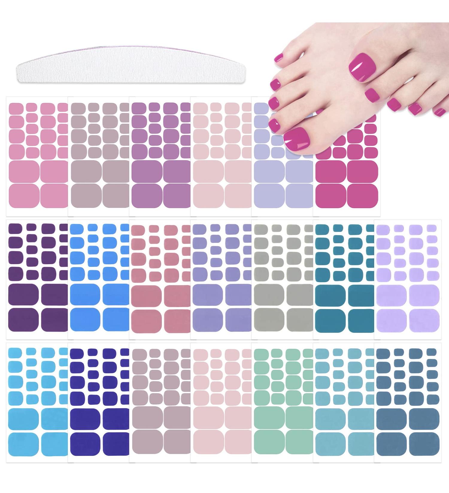 20 Sheets 440 Pcs Toenail Stickers - Stylish Nail Art Wraps for Women | Gel Nail Strips & Polish Stickers for Toes - Buy Online on GoSupps.com