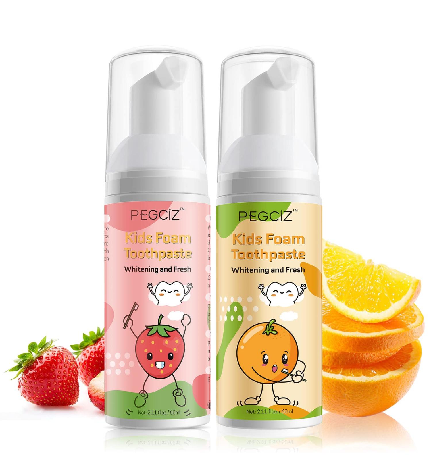 Kids Foam Toothpaste | Whitening Low Fluoride Formula | Reduce Plaque | Ages 3+ | Strawberry & Orange - Buy Online on GoSupps.com