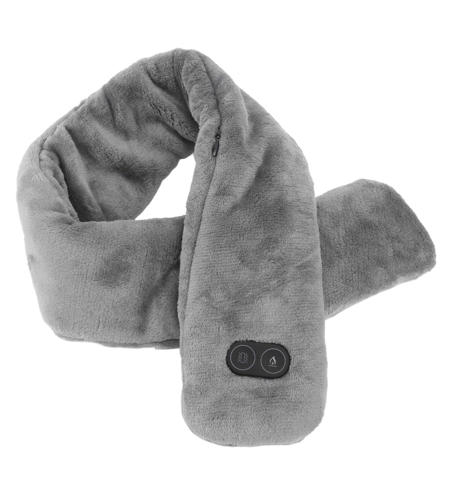 USB Heating Scarf for Adults - Soft Dark Gray Heated Collar with Vibration Massage & Pain Relief - Buy Online on GoSupps.com